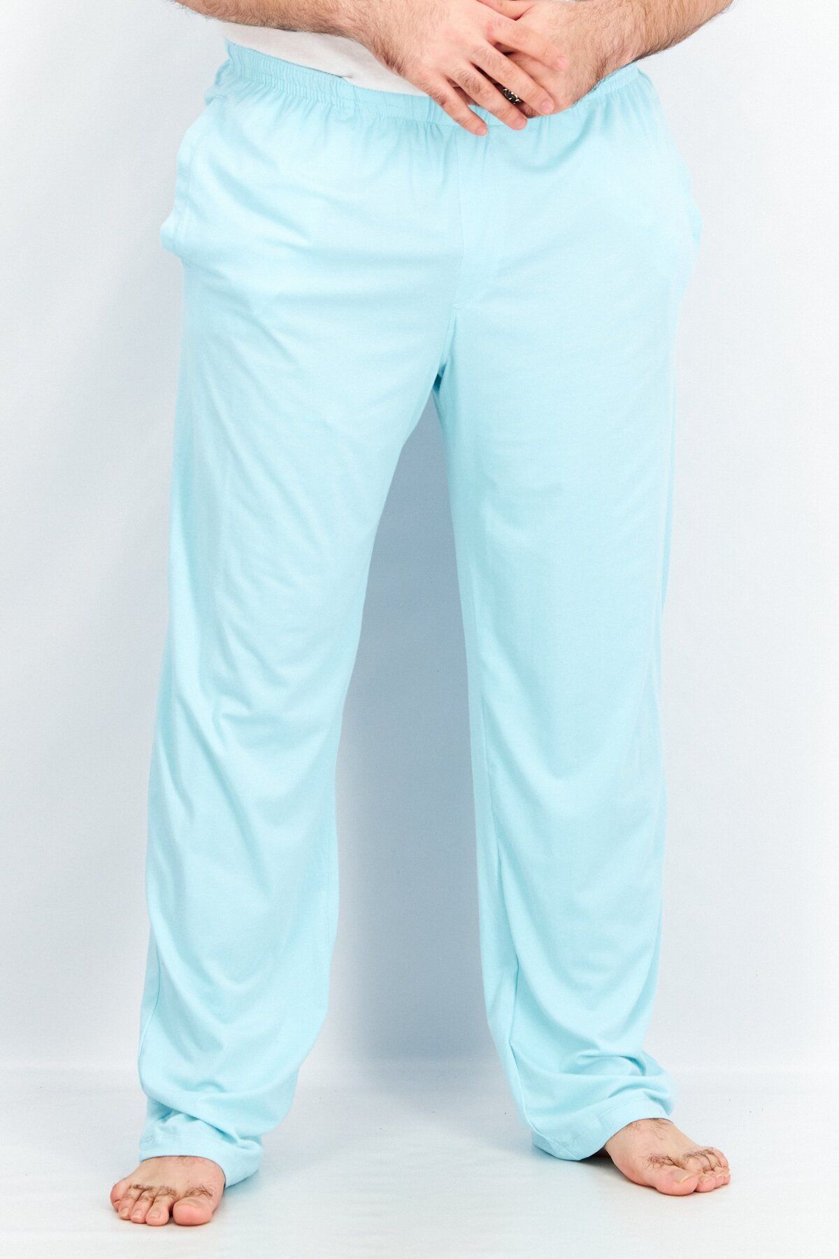 Alfani-Men Solid Drawstring Pyjama Pants, Turquoise 1