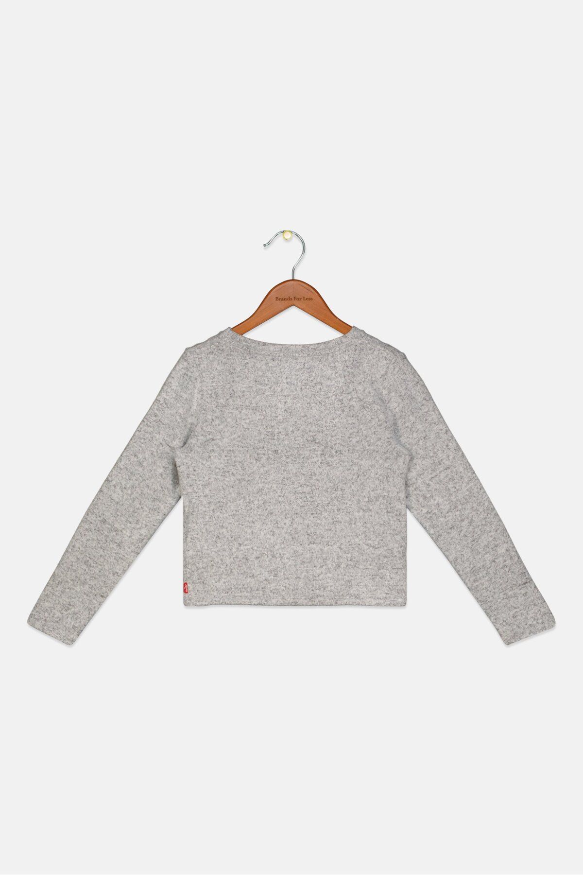 Levi's-Kids Girls Round Neck Long Sleeves Brand Logo Top, Grey 2