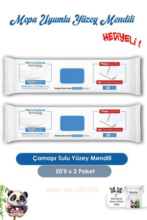 Sleepy 2 Adet Çamaşır Sulu Mopa Uyumlu Yer Mendili 50'li ve ROSIE