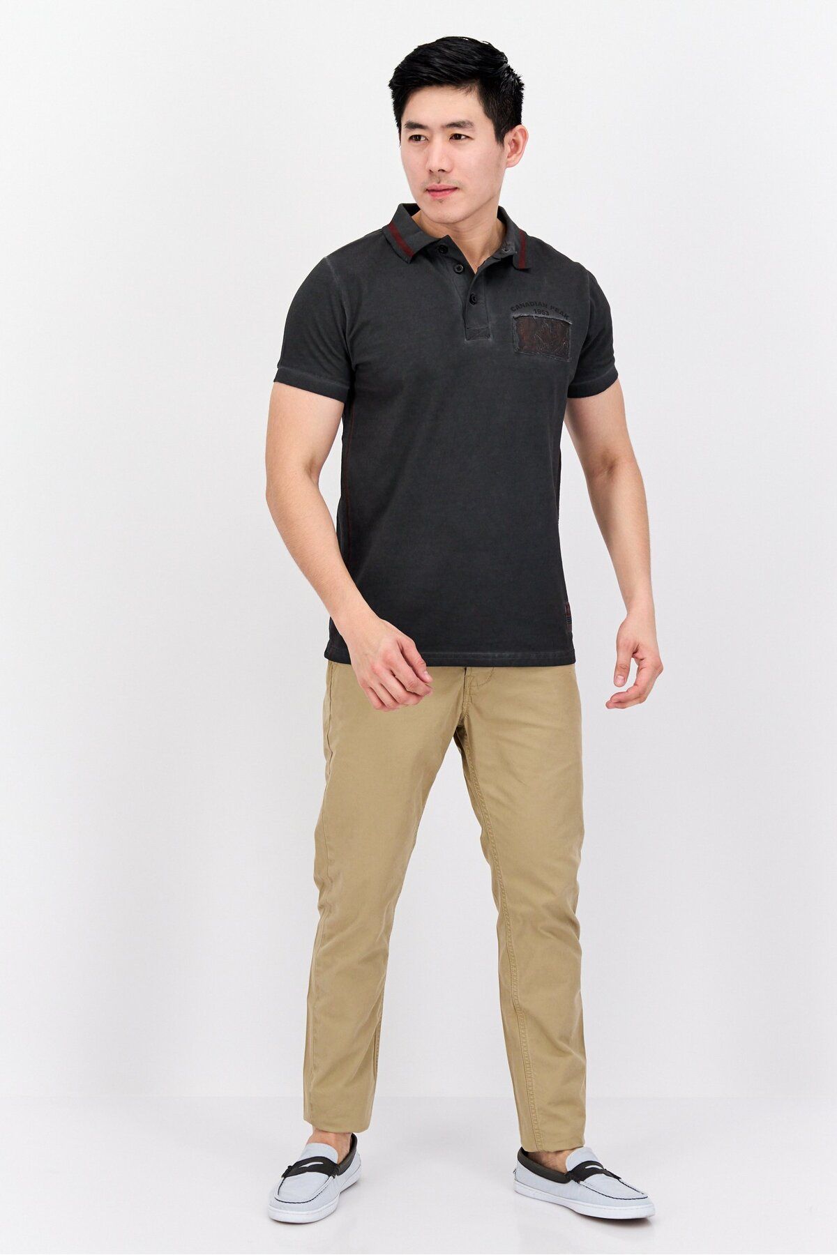 Canadian Peak-Men Regular Fit Short Sleeve Embroidered Polo Shirt, Black Wash 2