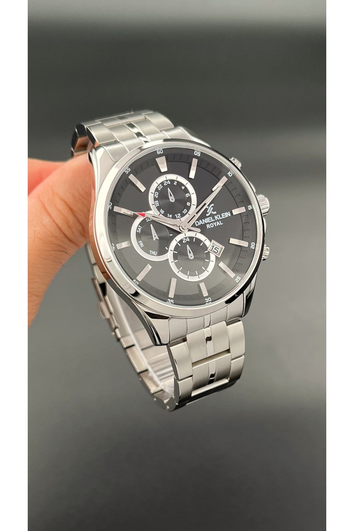 Daniel Klein-Men's Wristwatch Silver Black Color Steel Strap 3 Atm Water Resistance 3
