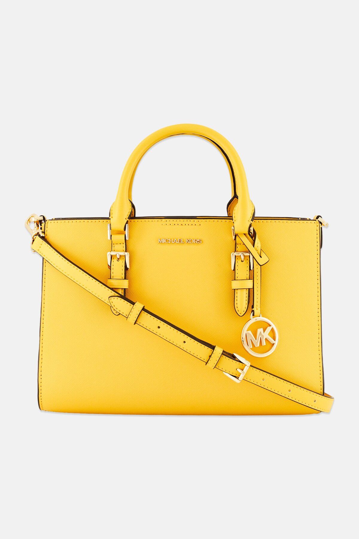 Michael Kors-حقيبة ساتشيل 2 في 1 للنساء بشعار Hardware مقاس 29.5 طول × 22 ارتفاع × 7 عرض، باللون الأصفر 1