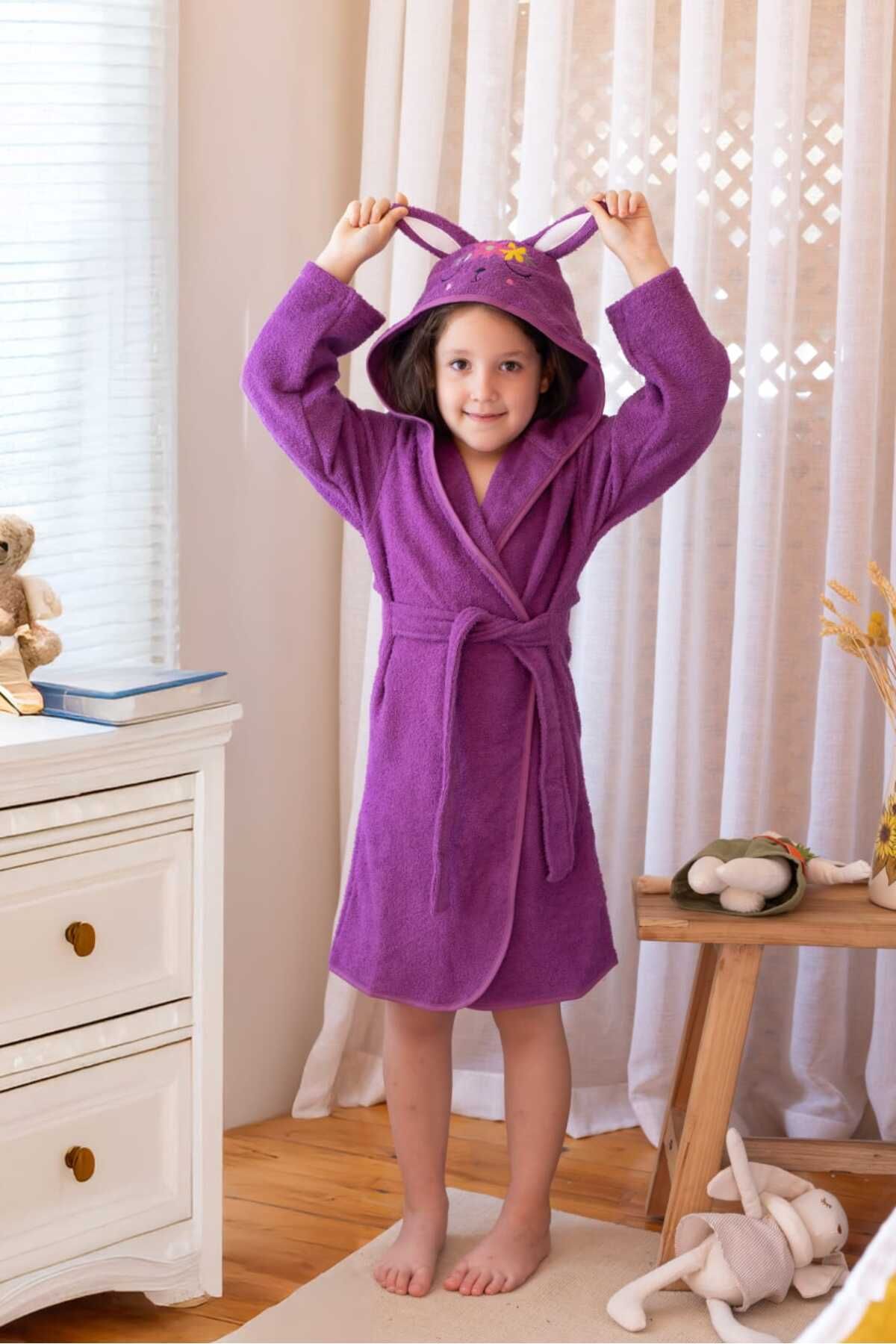 yk altın nevresim-Purple Children's Robe 1