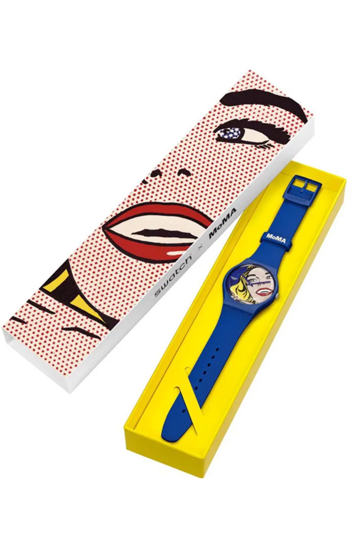 ساعت آبی مردانه و زنانه Suoz352 Sساعت مچی Girl توسط Roy Lichtenstein Swatch