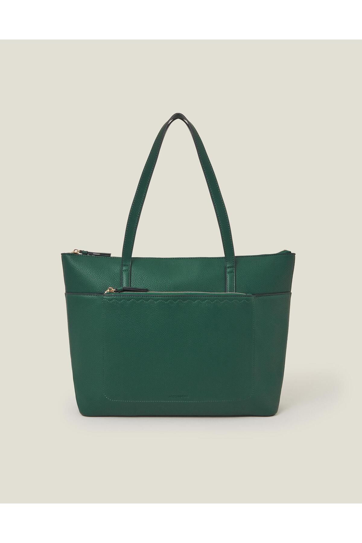Accessorize Fermuarlı Cepli Suni Deri Tote Çanta
