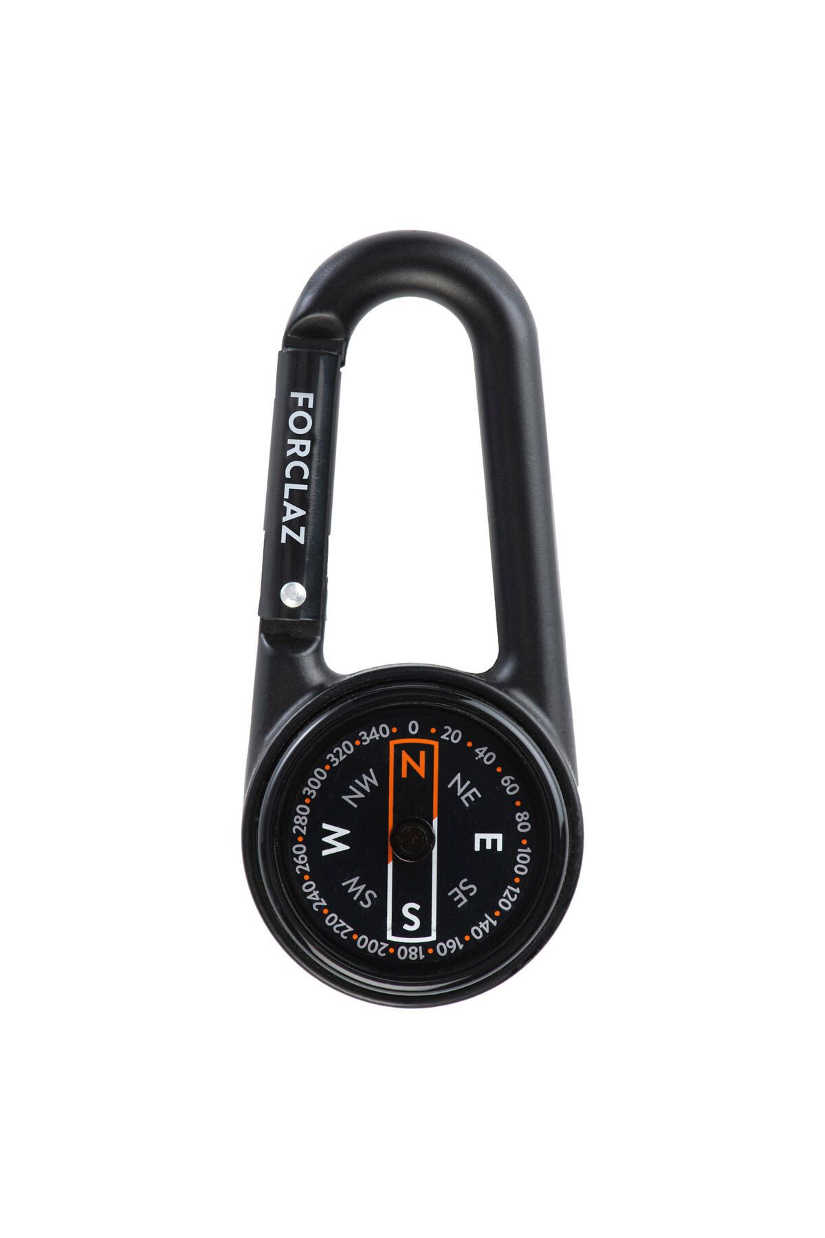 Decathlon-Black Carabiner Compass / Orienteering - Compact 50 1