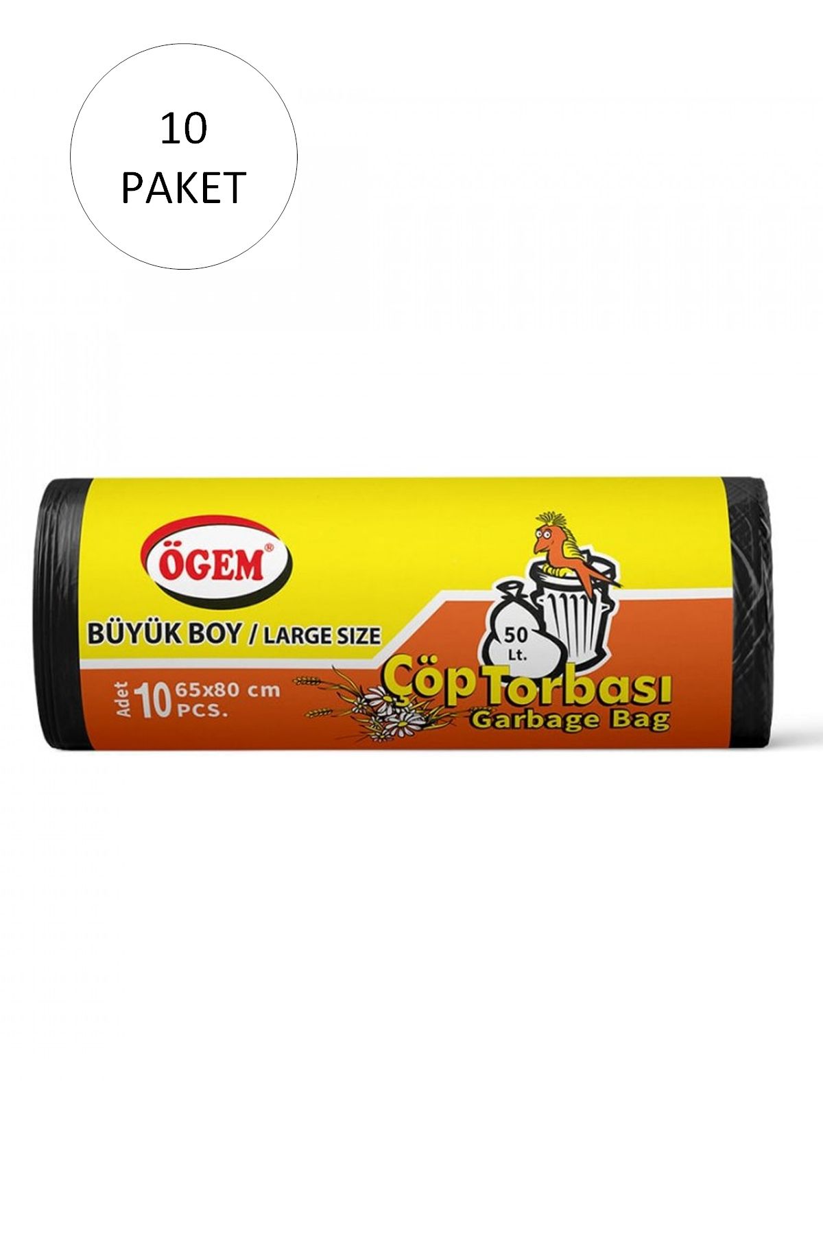 Angoravi Büyük Boy Çöp Torbası 65 x 80 cm 10 Lu Rulo x 10 Paket = 100 Adet (Siyah)