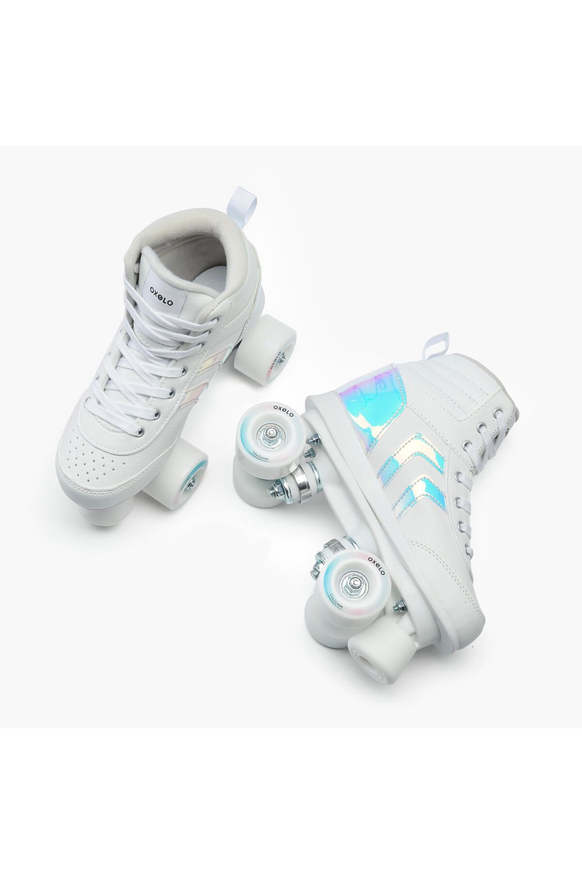 Decathlon-Oxelo Kids Skates - Holographic White - Quad 100 Jr 6