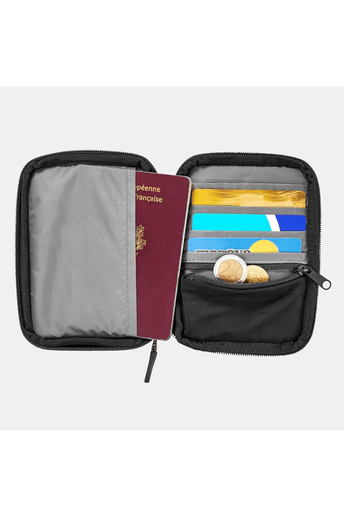 کیف پول مردانه و زنانه مسافرتی در فضای باز FORCLAZ S BOY مشکی TRAVEL Decathlon