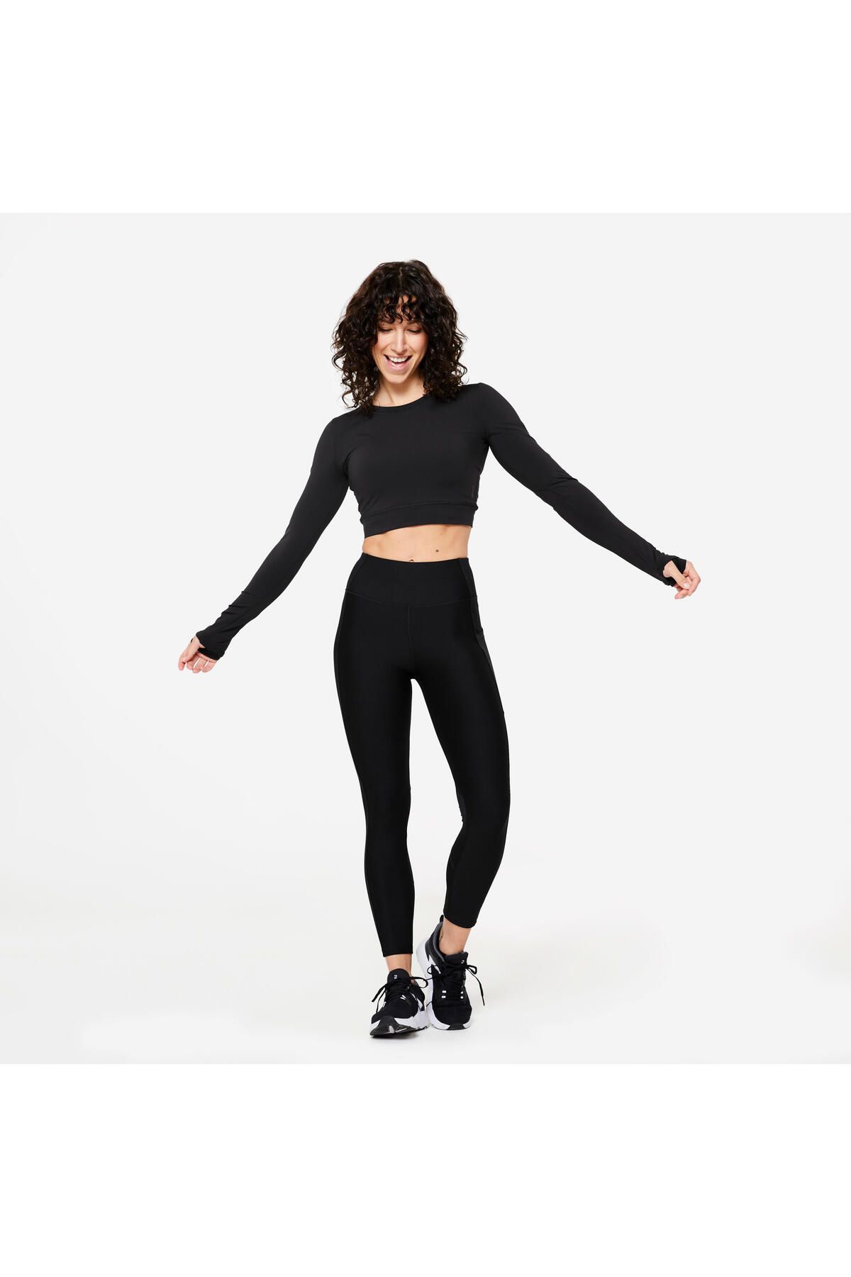 Decathlon جوراب شلواری اسپرت مشکی زنانه 120 - Fitness Cardio