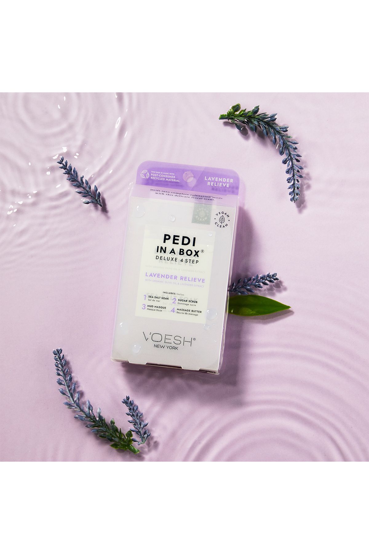 New York Pedi In A Box Deluxe Pedicure 4 Step Set Lavender Voesh