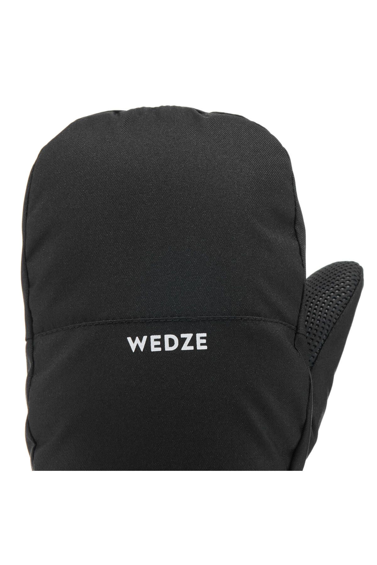 دستکش مشکی دخترانه و پسرانه بچگانه اسکی تک انگشتی ان Wedze 100 Decathlon