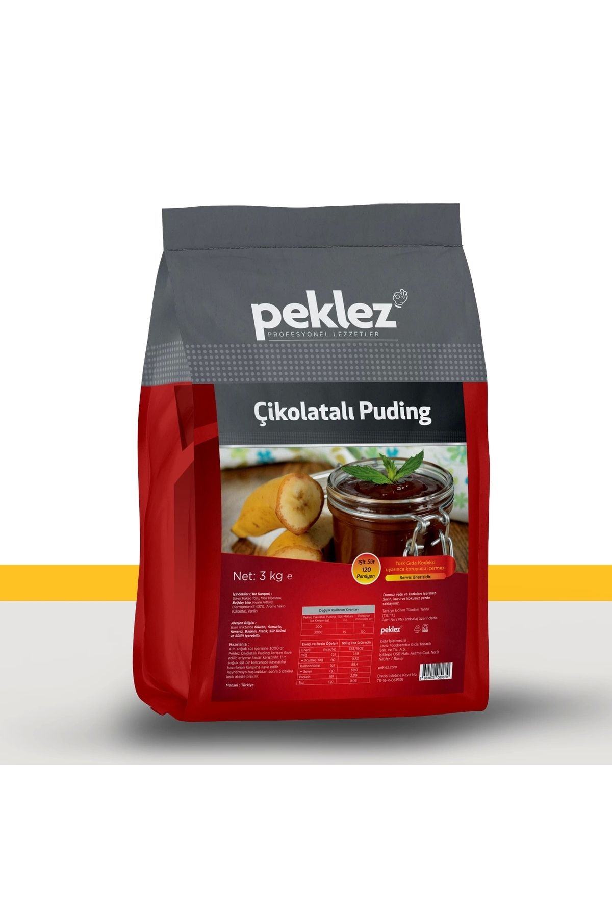 PEKLEZ Çikolatalı Puding 3 Kg