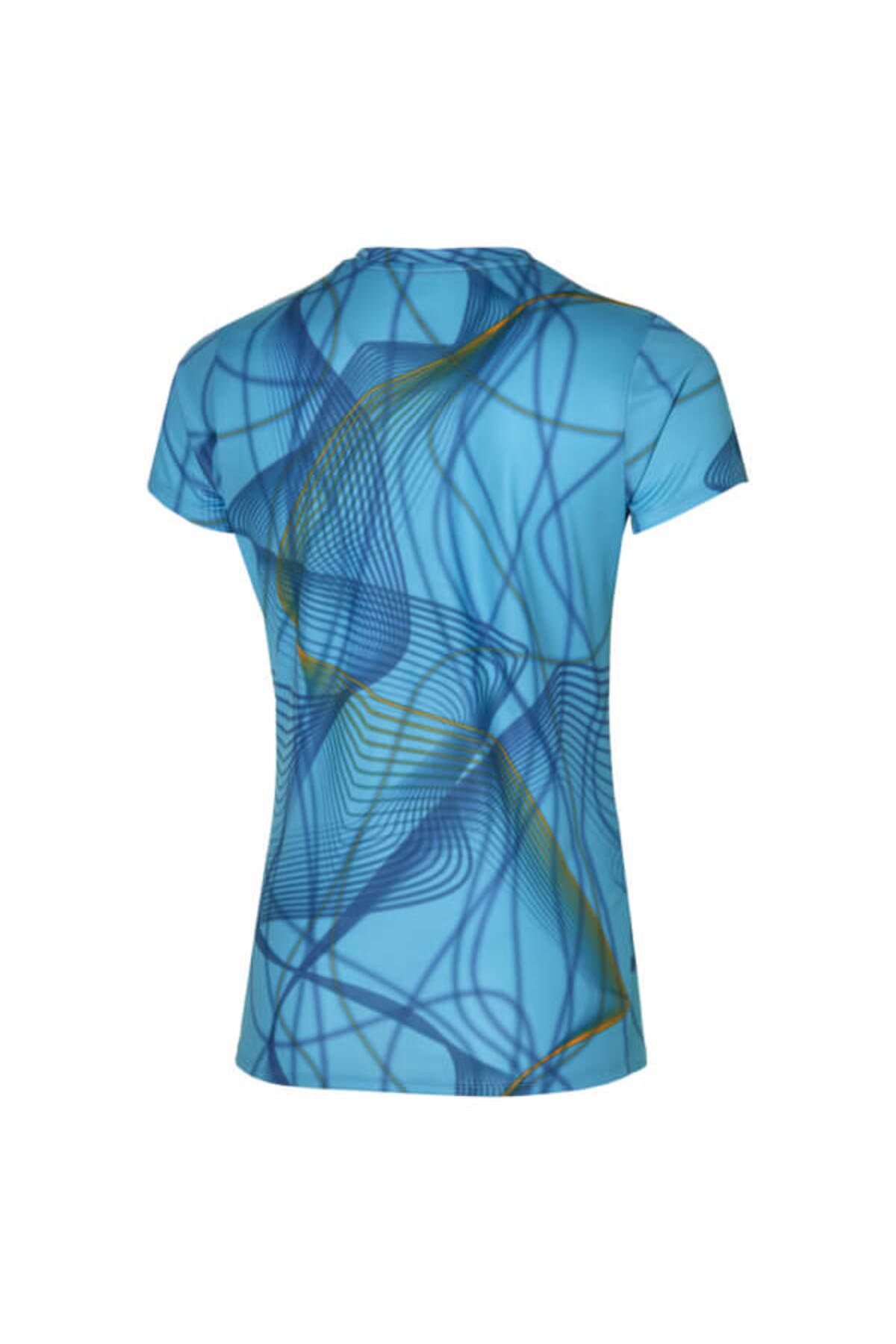 تی شرت ورزشی آبی زنانه گرافیکی t shirt Mizuno