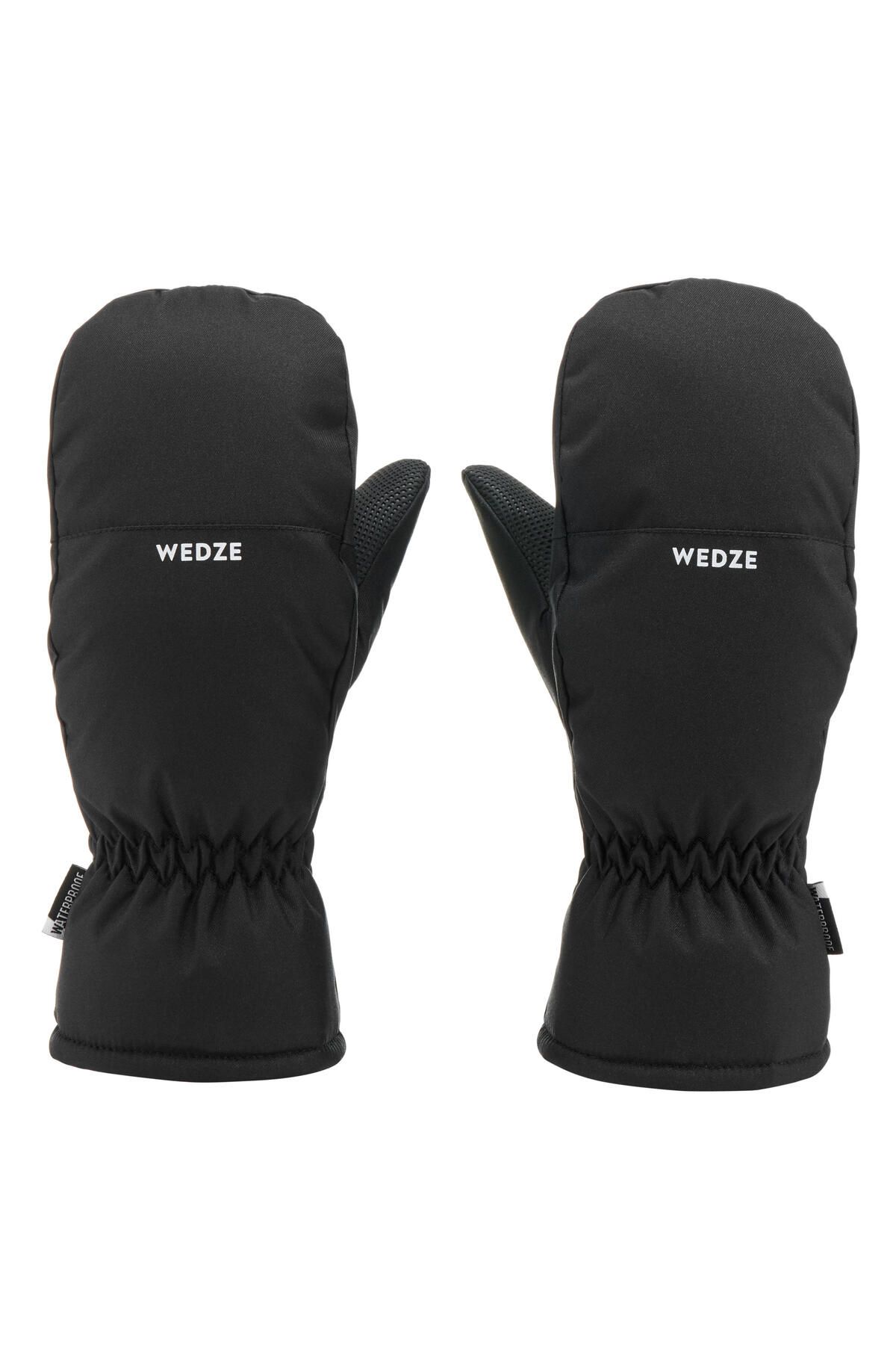 دستکش مشکی دخترانه و پسرانه بچگانه اسکی تک انگشتی ان Wedze 100 Decathlon