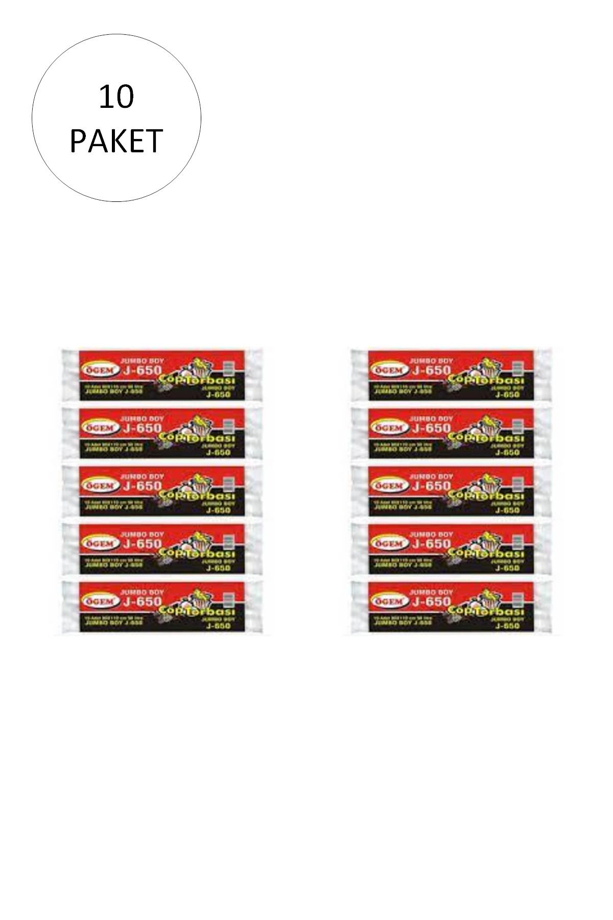 Mu Art J-650 Jumbo Boy Çöp Torbası 80 X 110 Cm 10 Lu Rulo X 10 Paket = 100 Adet (SİYAH)