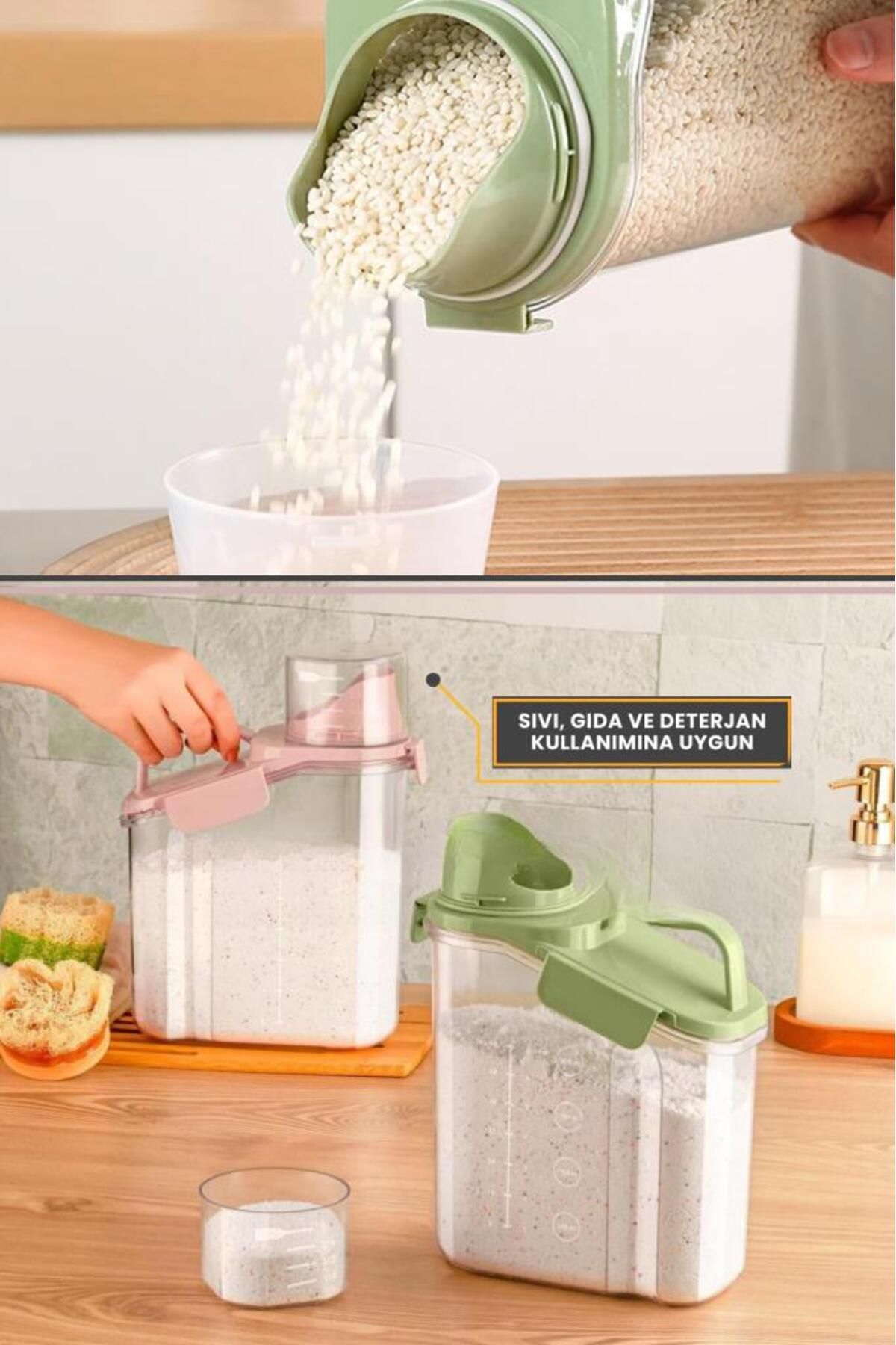 Flora-Multifunctional Flour, Pulses, Detergent Storage Container (Leakproof with Gasket) 1800 ml Set of 3 5