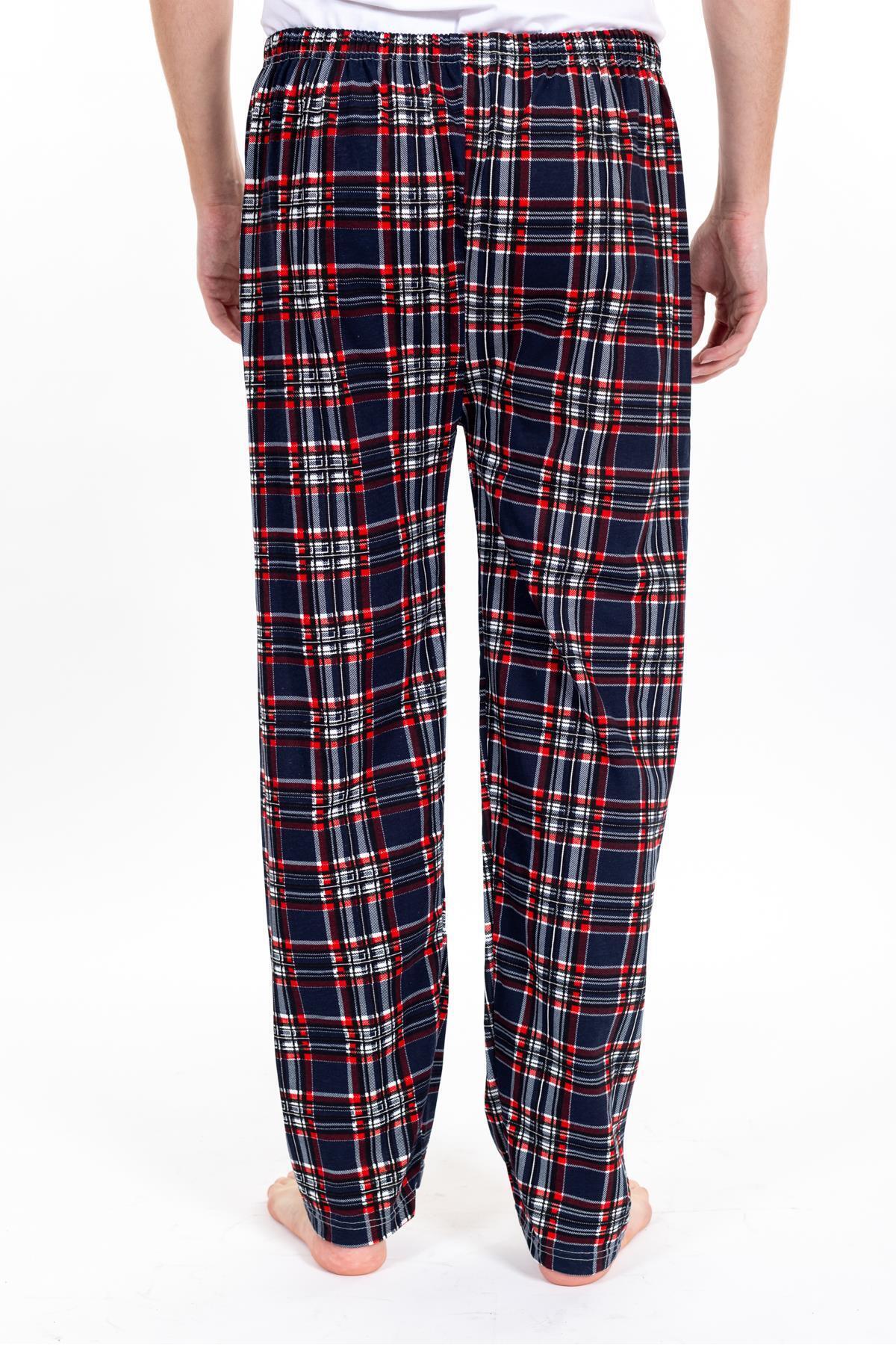 Pemilo-Men's 816-16 Checked Patterned Single Bottom Claret Red-Dark Blue 4