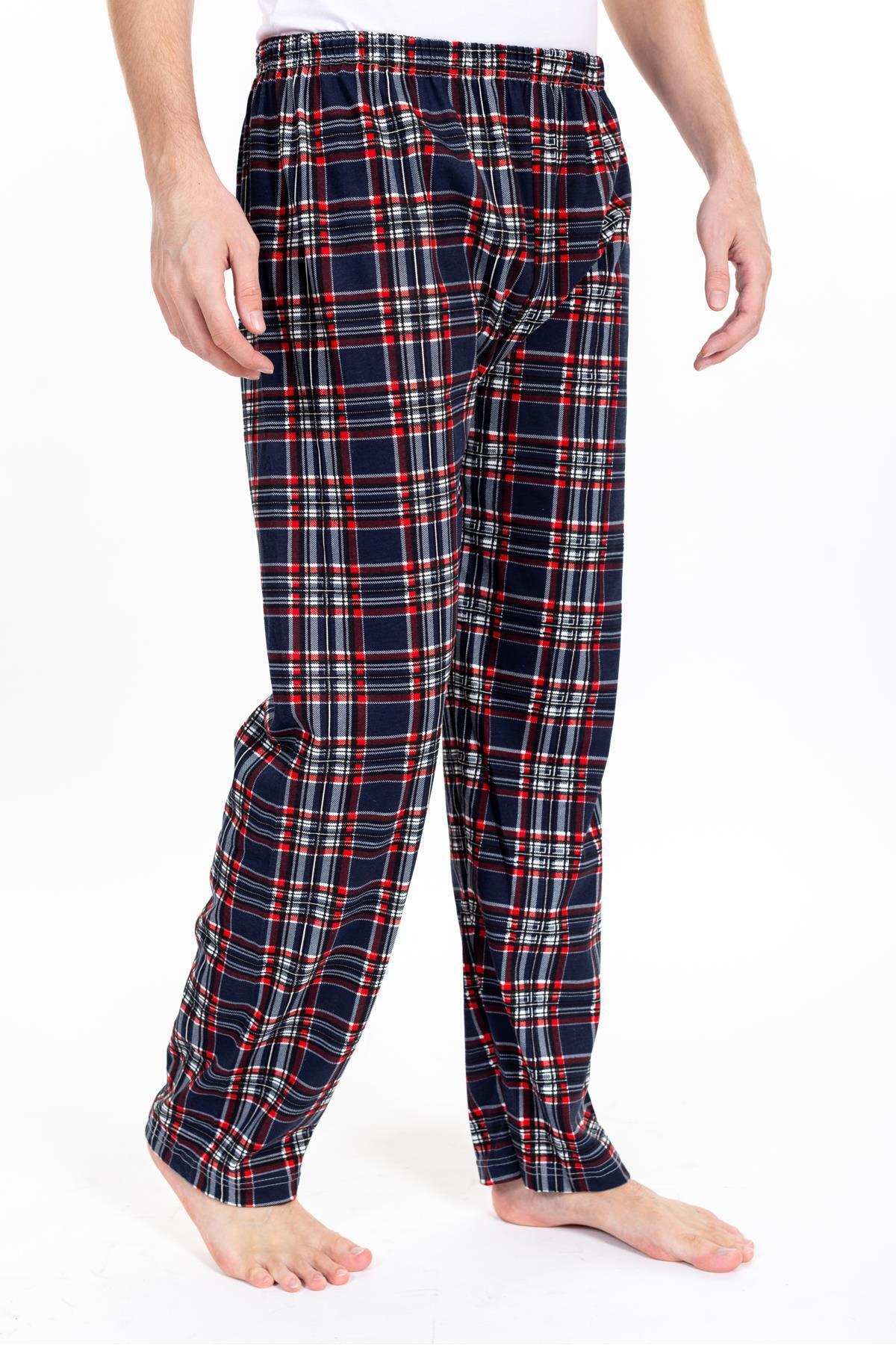 Pemilo-Men's 816-16 Checked Patterned Single Bottom Claret Red-Dark Blue 3