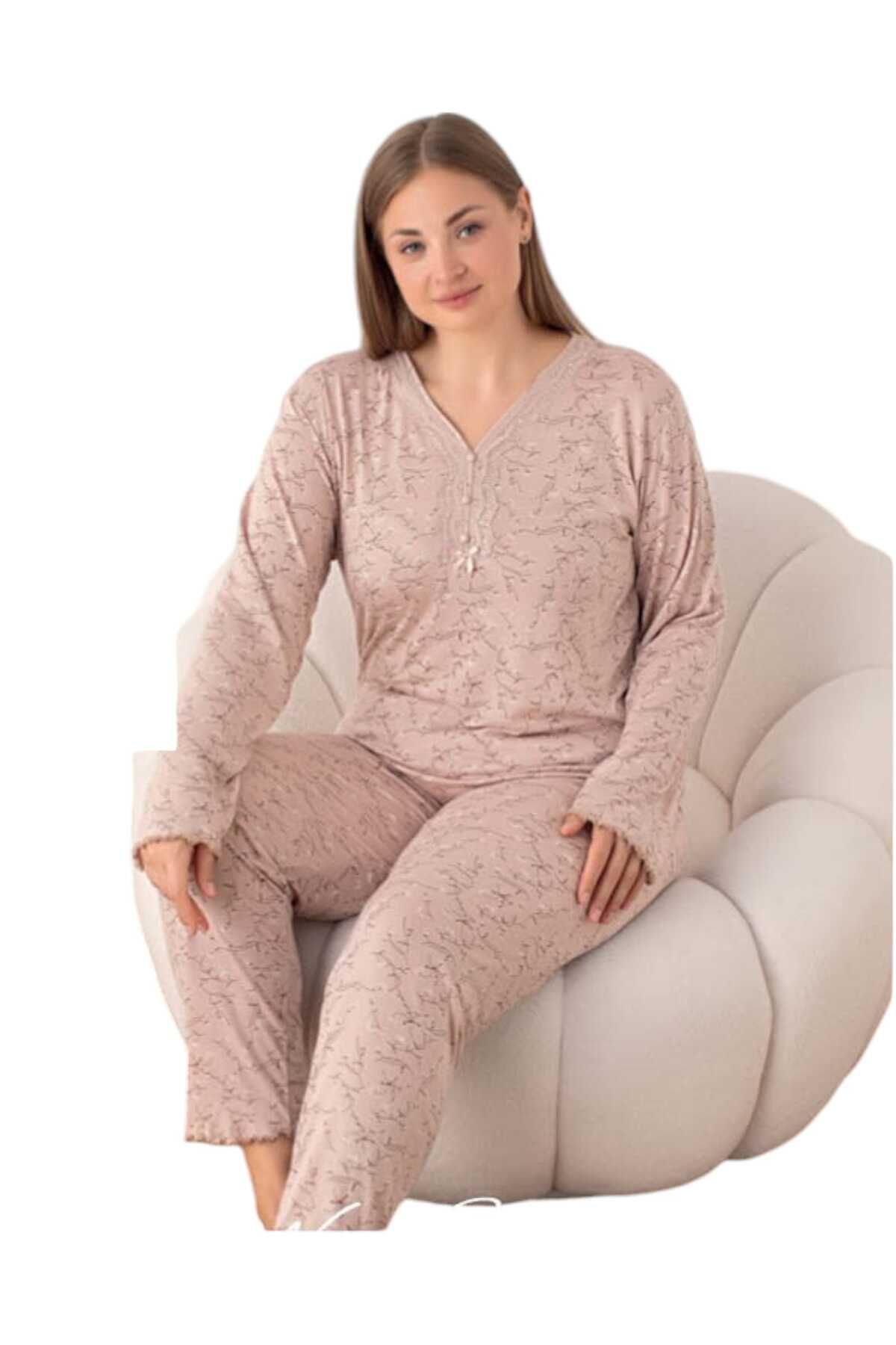 Fanilam-Long Sleeve Plus Size Viscose Women's Pajama Set 2