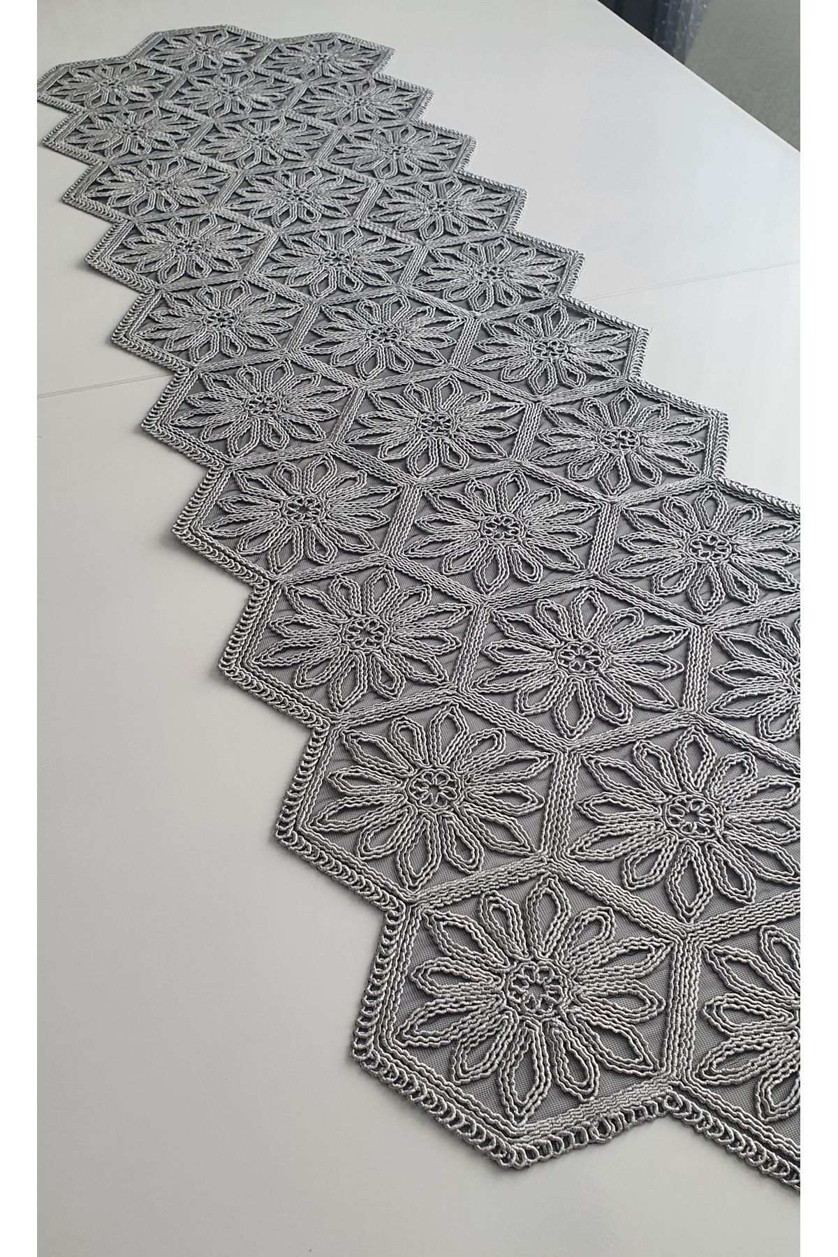WENESSİ-Anglez Cord Glitter Hexagonal Runner(38×130cm) 2
