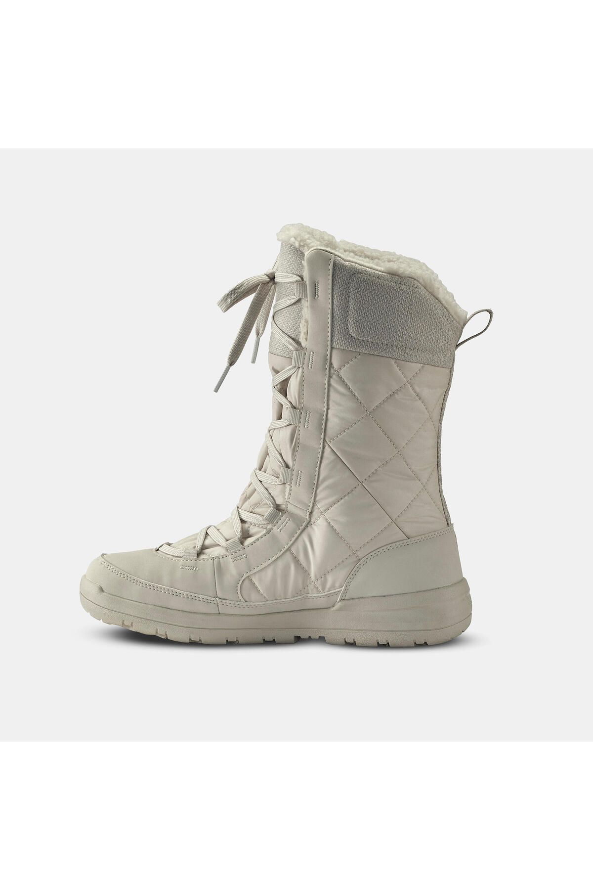 Decathlon-Beige Women's Outdoor Snow Boots - Waterproof, Lace-Up, Sh500 High 3