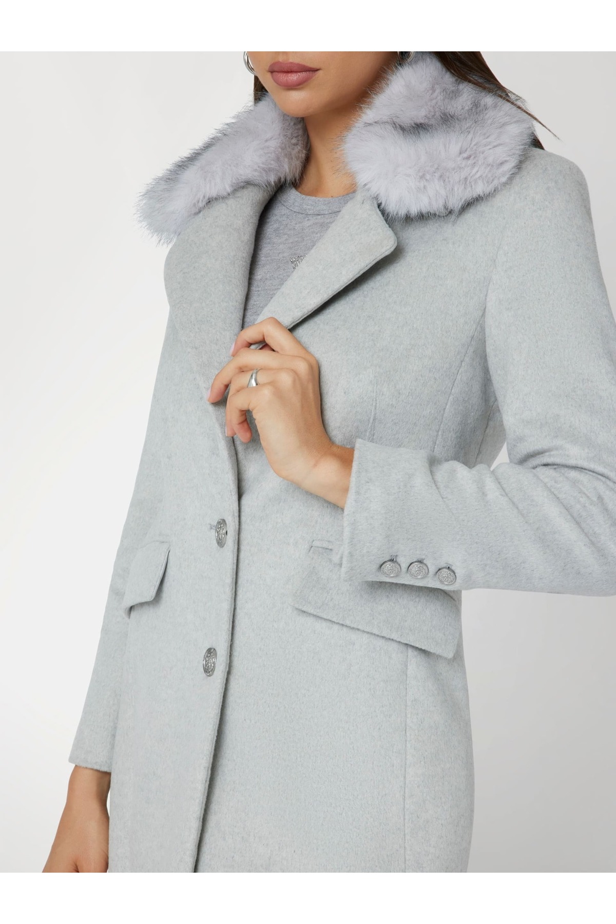 Guess  Nancy Fit Coat Faux - Görsel 5