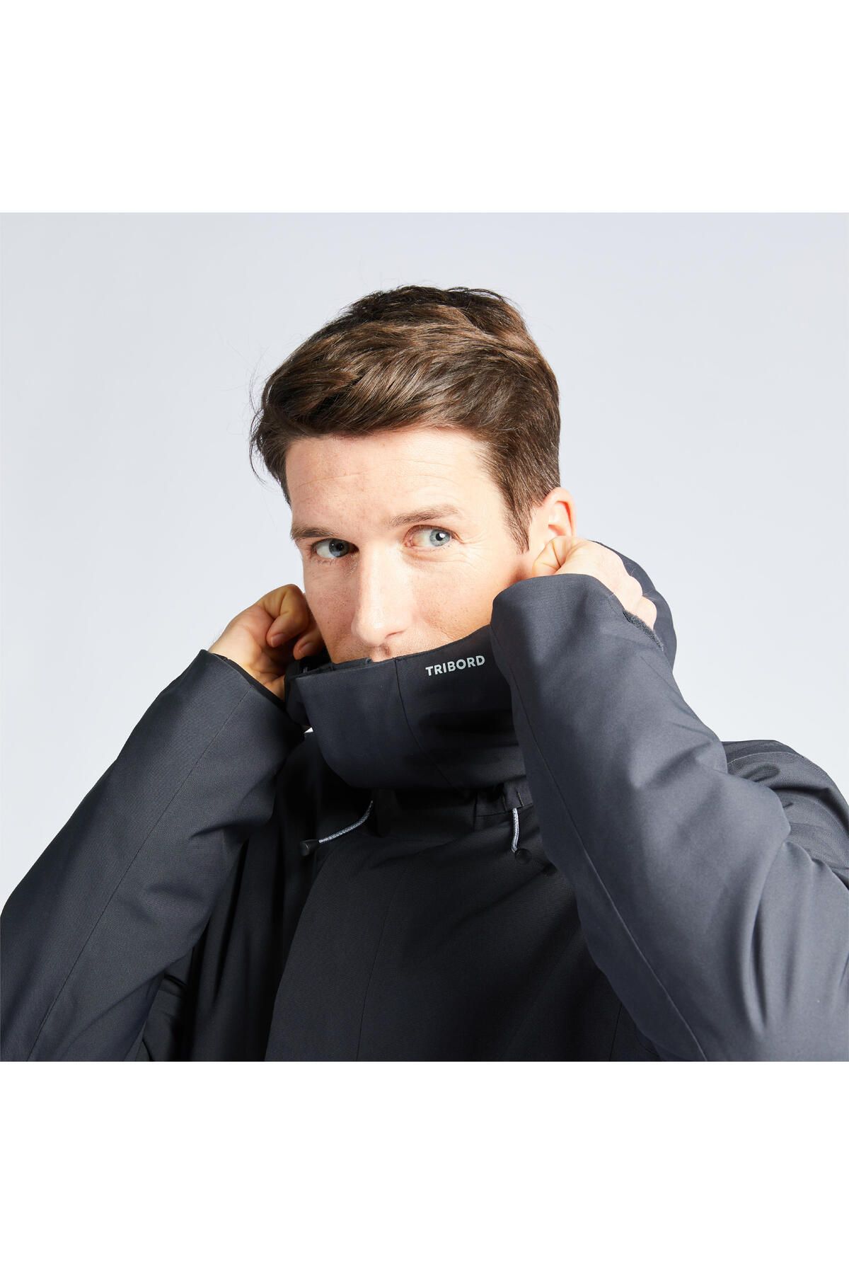 کاپشن ورزشی خاکستری مردانه کت ضخیم برش باد تیره قایقرانی 300 Decathlon