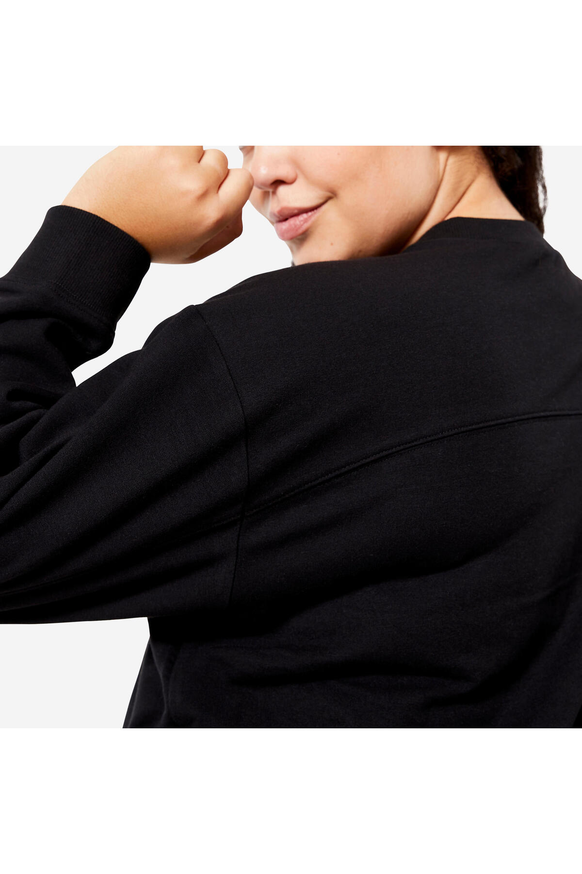 Decathlon Domyos Kadın Siyah Oversize Sweatshirt - Fitness Hafif Antrenman görsel 4
