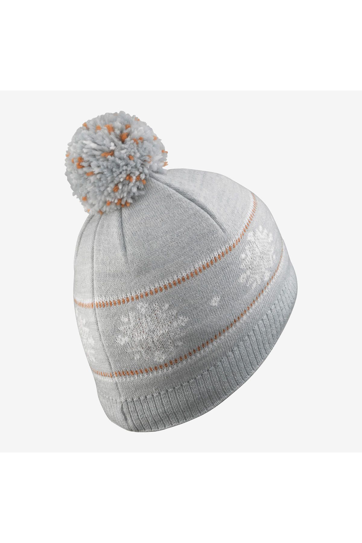 Decathlon-Gray Jacquard Kids Ski Beanie 3