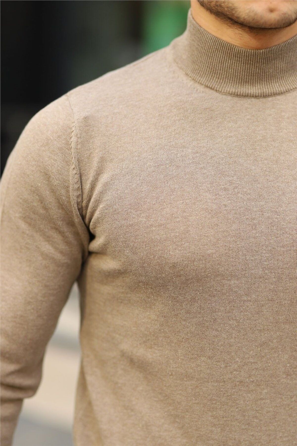 Valiberta-Raglan Sleeve Half Fisherman Slim Sweater - Mink 3