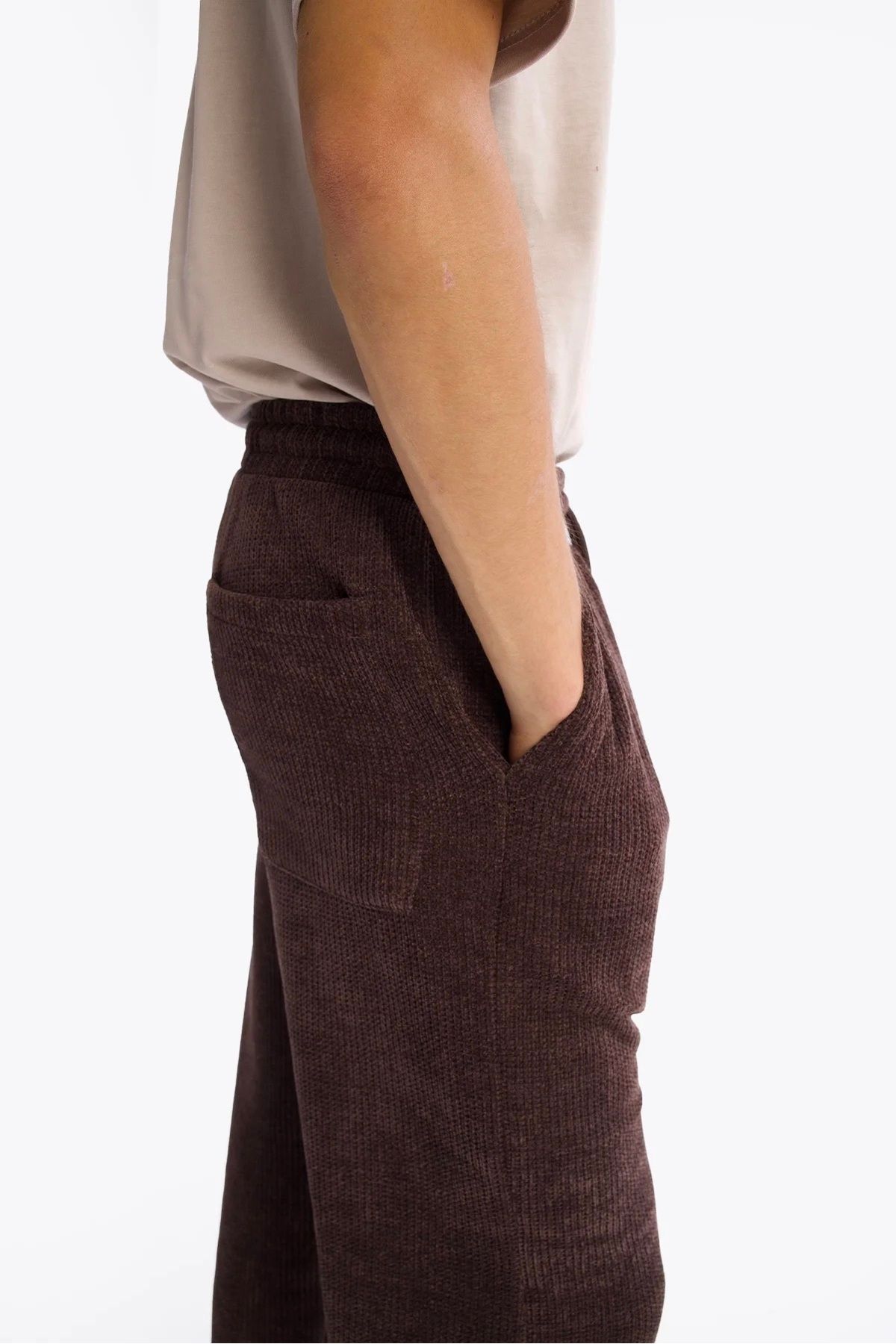 GIESTO-Brown Knitwear Look Trousers 5