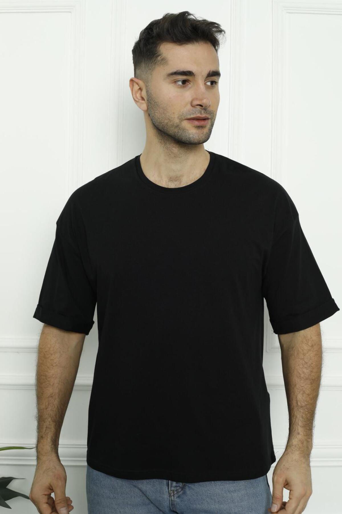 Men's T-Shirt Black White Oval Cut 2 Piece Set Mixcolor