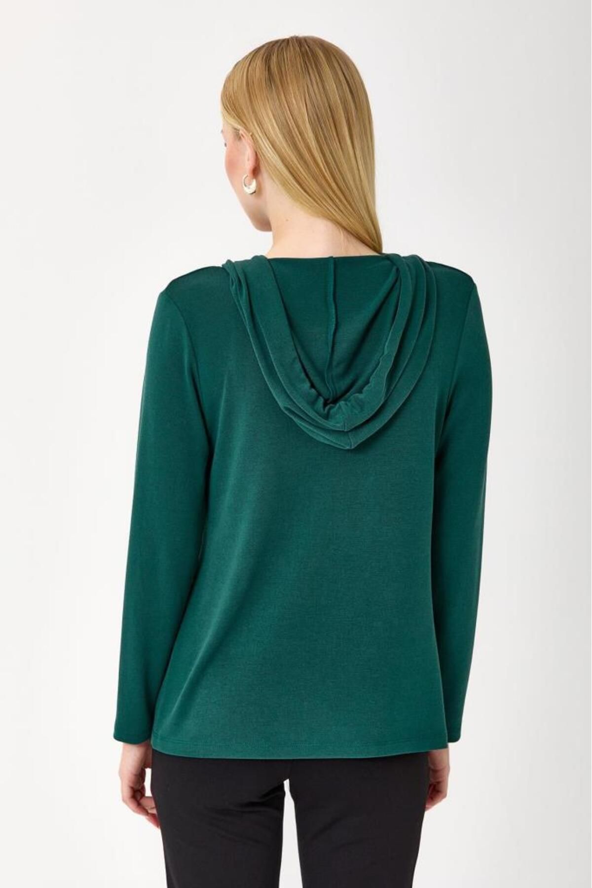 İKİLER-Hooded Blouse with Zippered Collar 245-1001 5