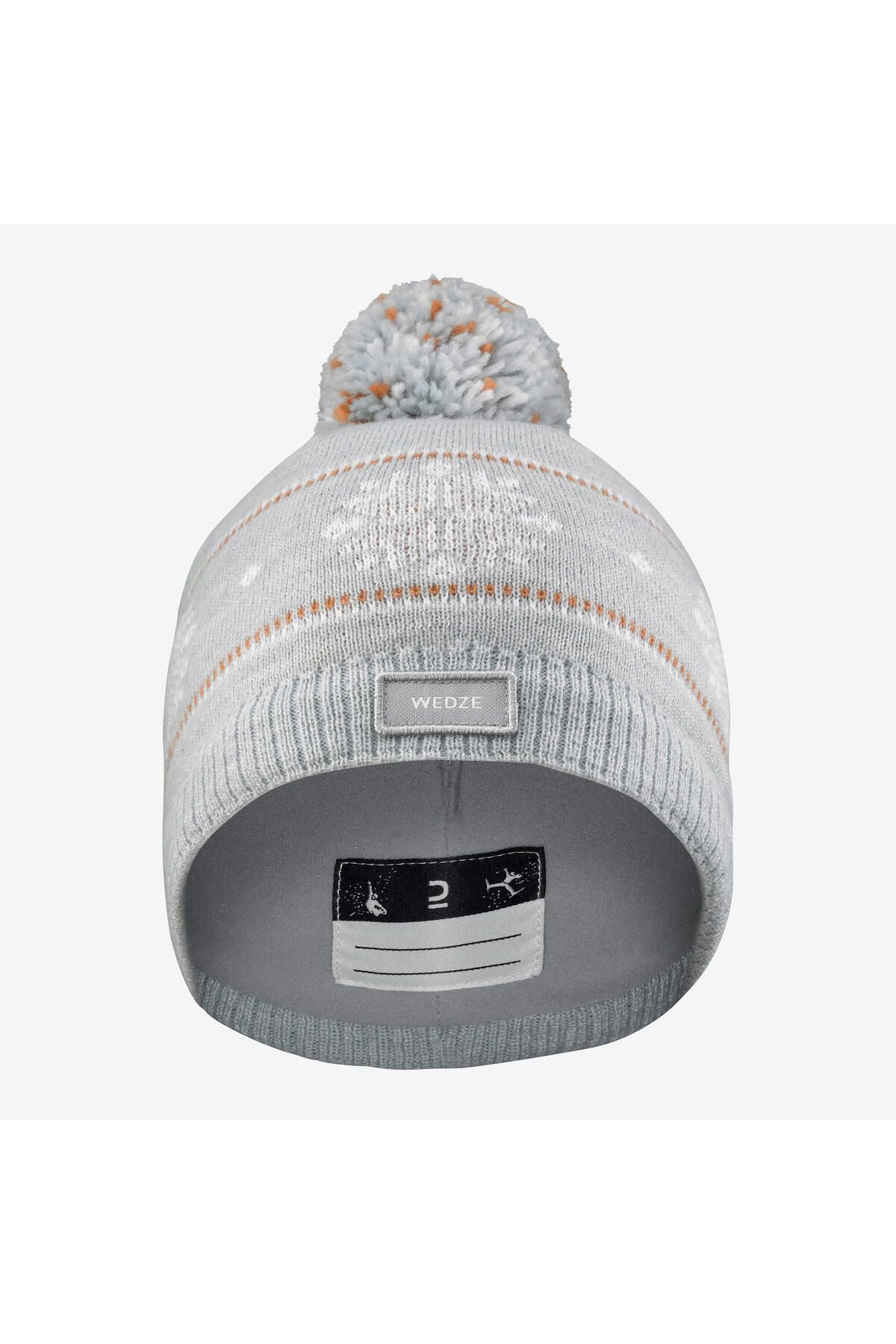 Decathlon-Gray Jacquard Kids Ski Beanie 1