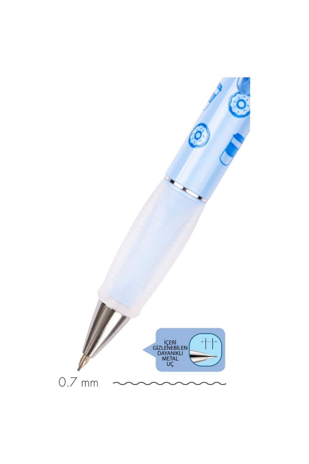 Serve-Sky Blue 0.7 Model Mechanical Versatil Pen - Deep Brown & Donut Printed 3