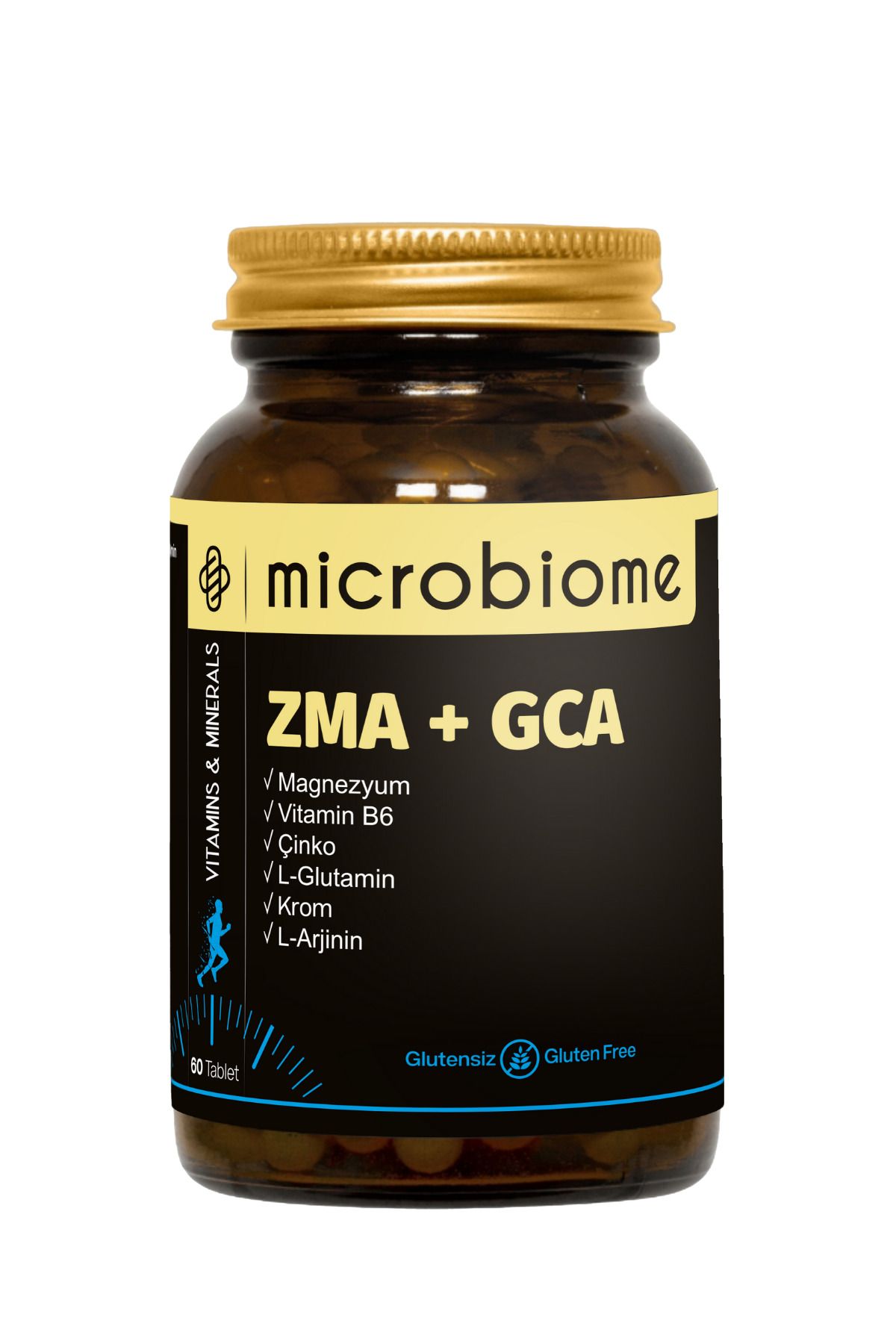 Microbiome ZMA + GCA 60 Tablet (Magnezyum, Vitamin B6, Çinko, Krom, L-Arjinin ve L-Glutamin)