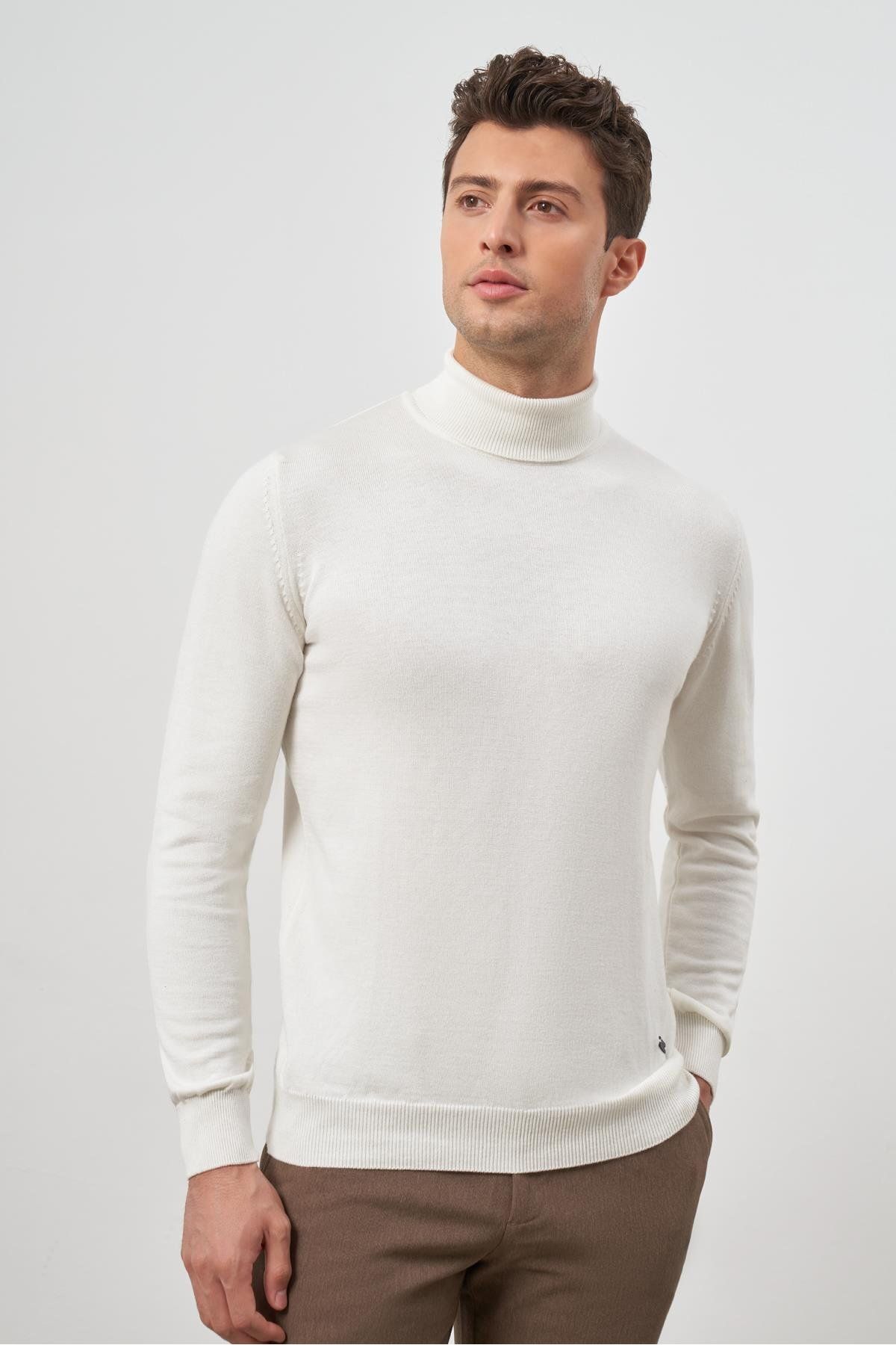 İmza-Tricotaj clasic cu gât complet crem deschis 1012245004   - Maneca lunga, Comfort Fit 4