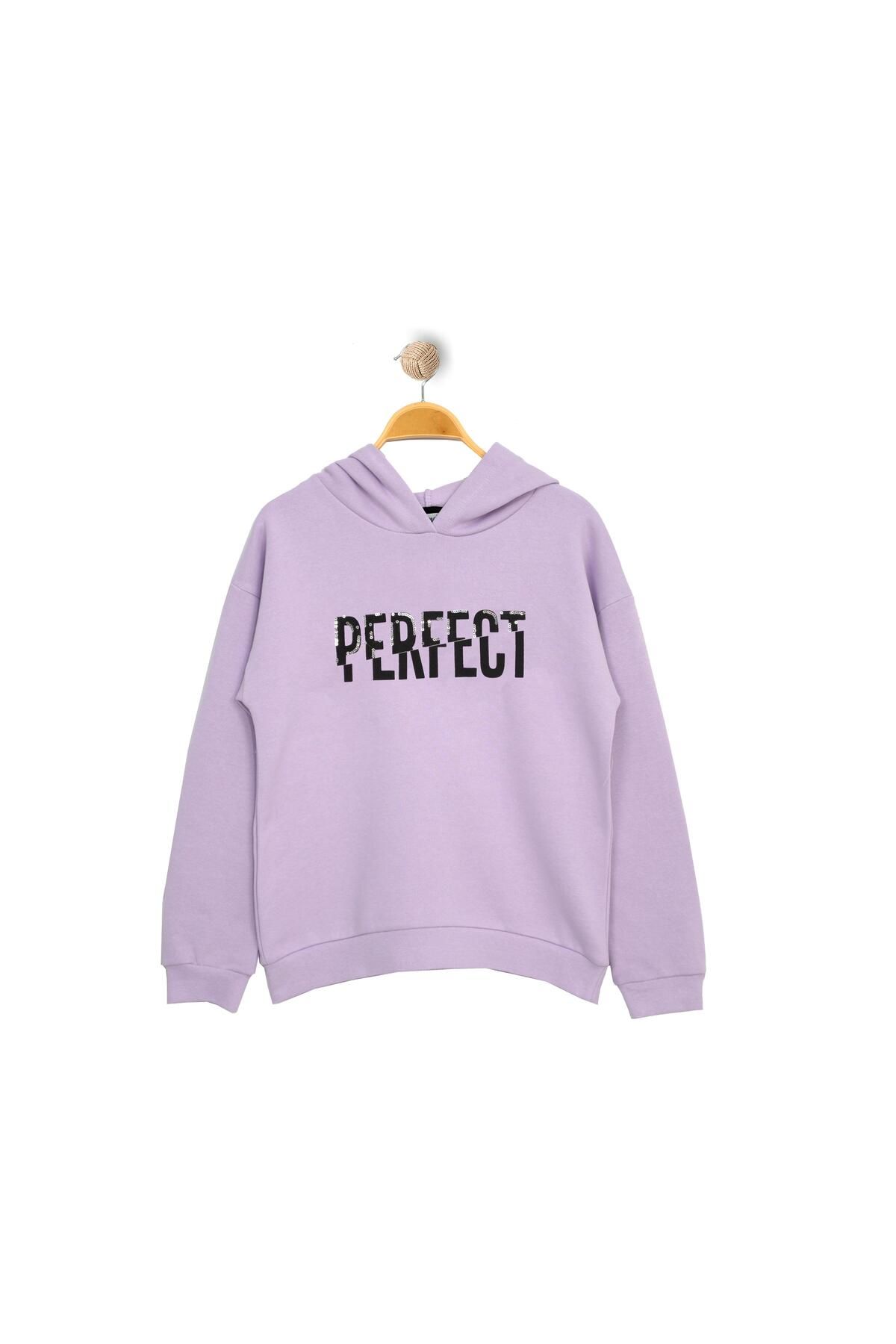 TRENDİMİZBİR-Girl's Perfect Print Embroidered Hooded Sweatshirt 1