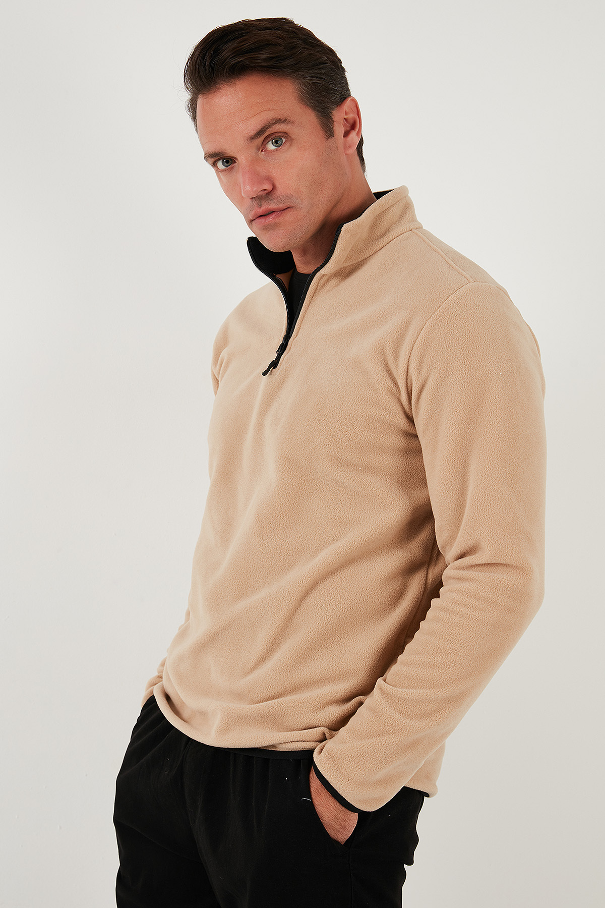 Buratti Slim Fit Yarım Fermuarlı Dik Yaka Polar Erkek POLAR 5906003 görsel 6
