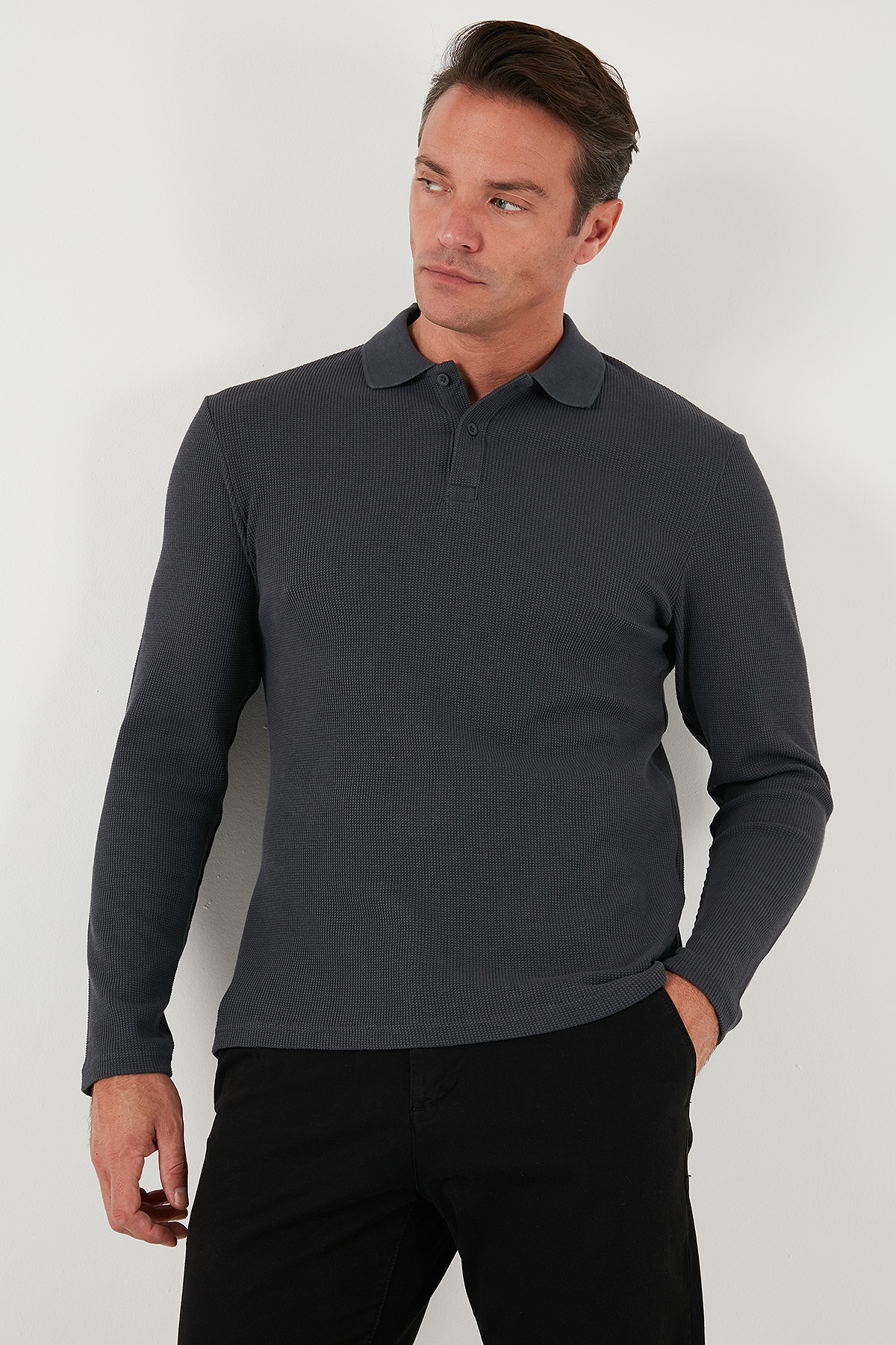 Buratti Pamuklu Regular Fit Düğmeli Polo Yaka Sweat Erkek SWEAT 5905708 görsel 4