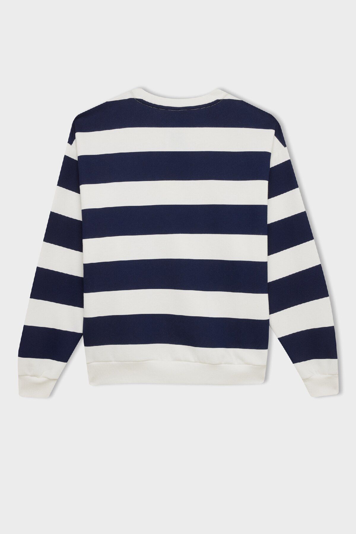 DeFacto-Relax Fit Crew Neck Striped Thick Sweatshirt A1883Ax24Au 3