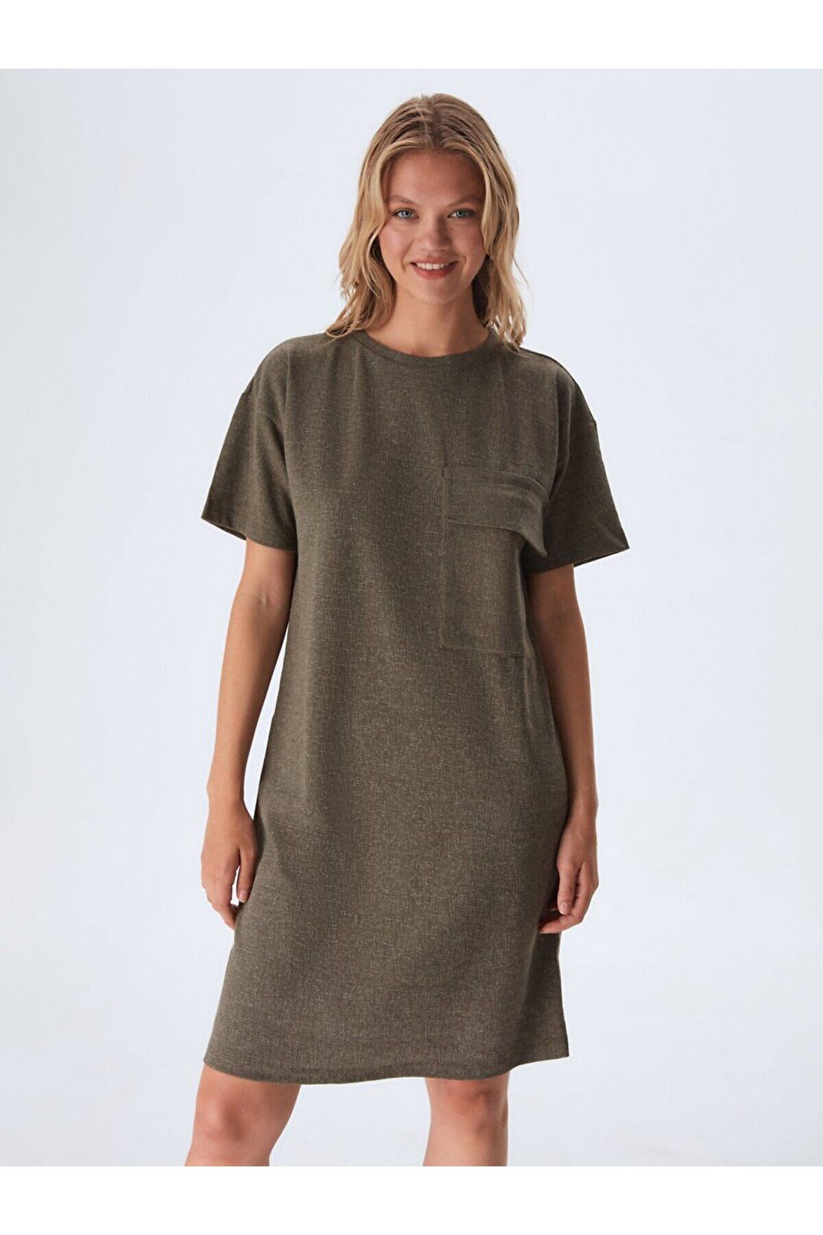 Ltb-Green Short Sleeve Pocket Dress 1