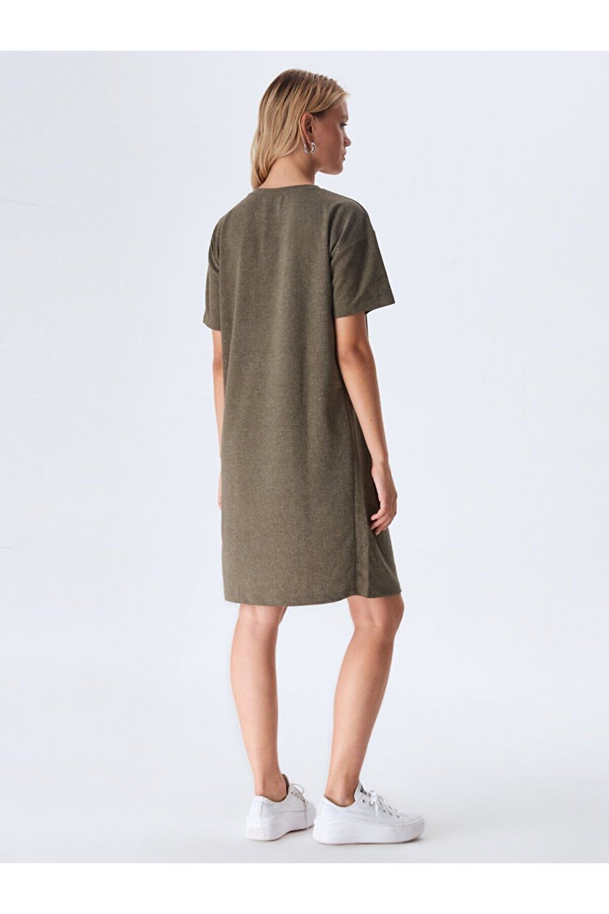 Ltb-Green Short Sleeve Pocket Dress 3