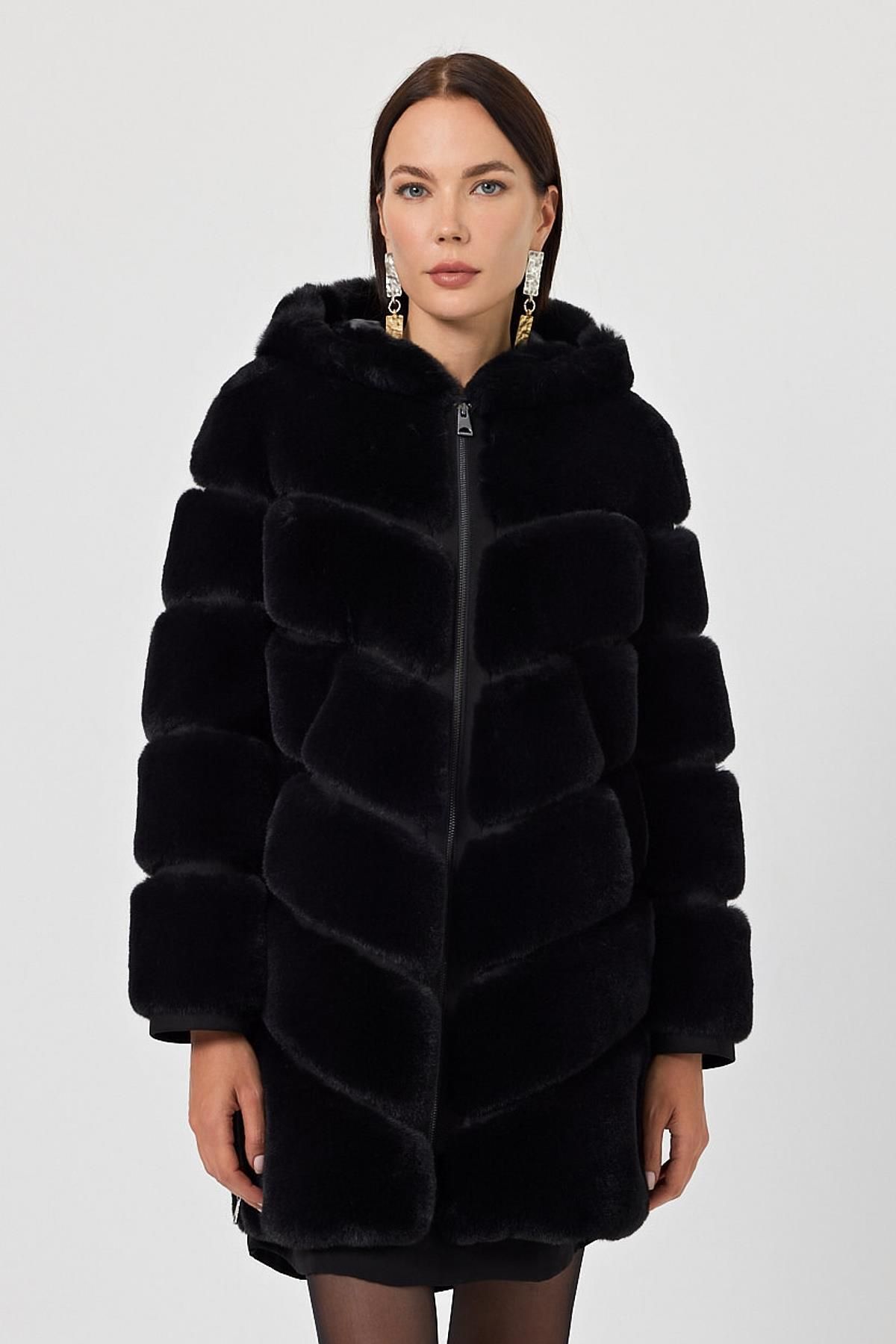 Deri Company-Martina Black Feather Coat 1