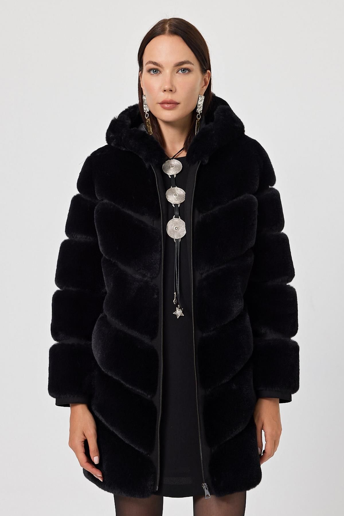 Deri Company-Martina Black Feather Coat 2