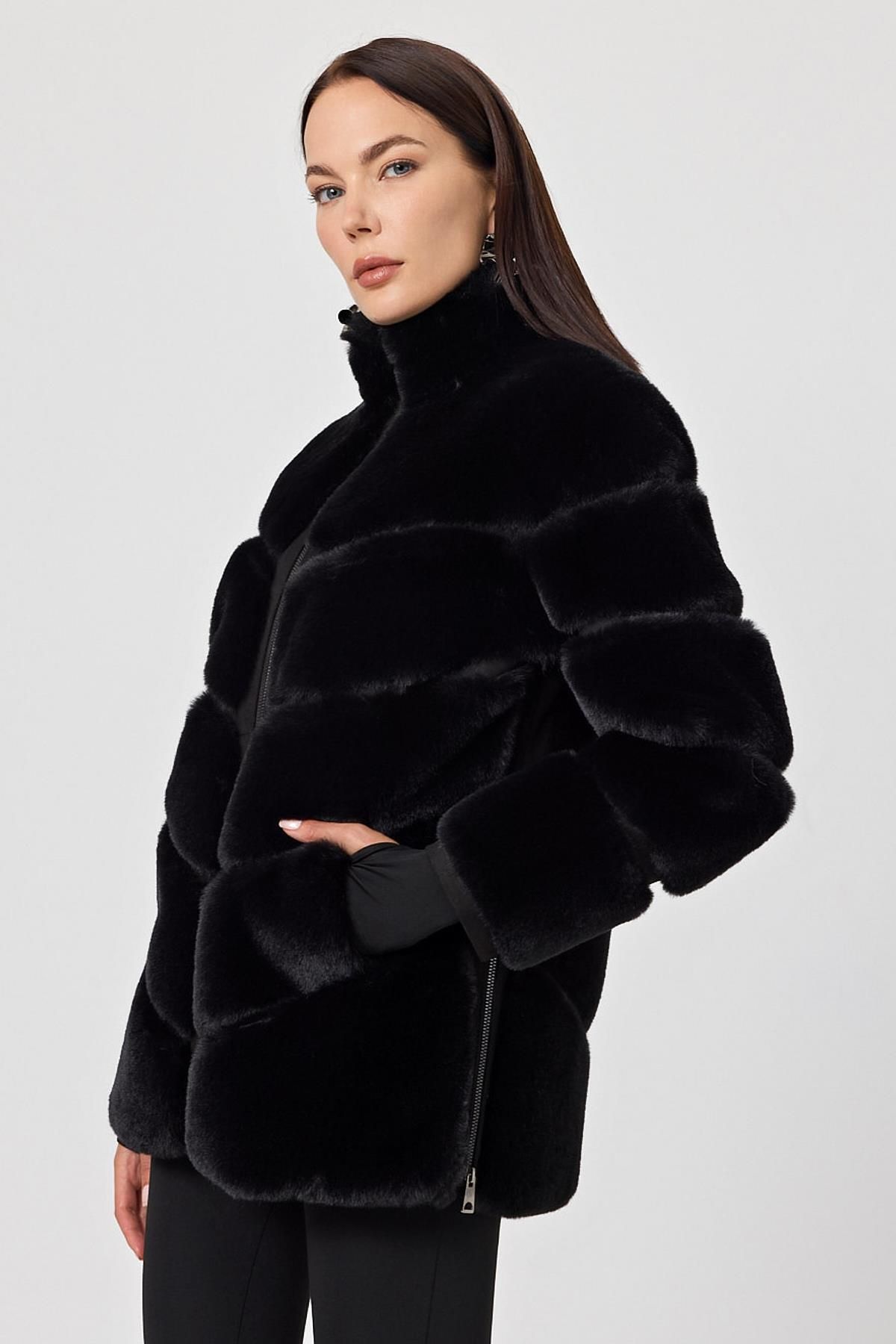 Deri Company-Stella Black Feather Coat 5