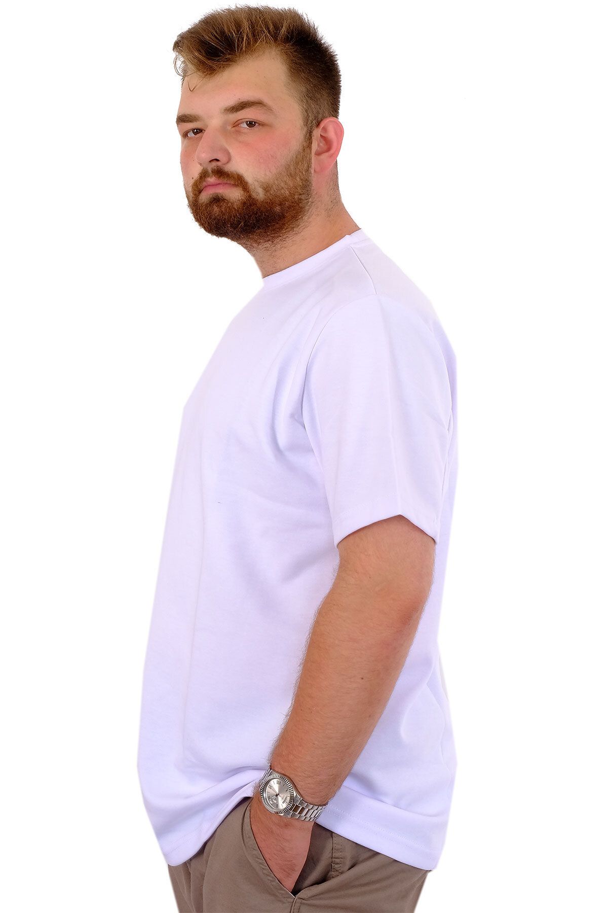 ModeXL-Men's T-Shirt - Crew Neck, Plus Size, White Interlok 23162 2