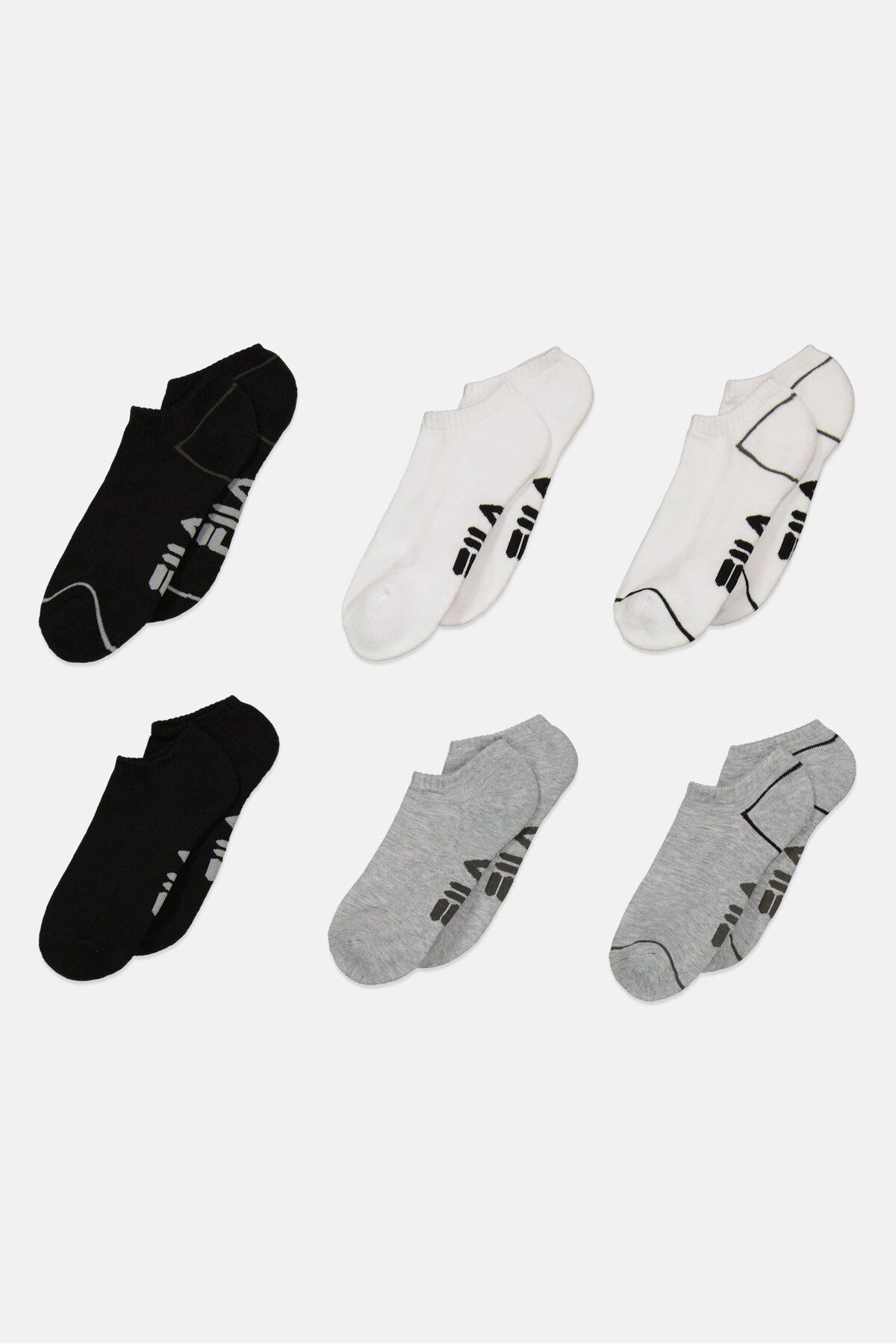 Fila-Women 6 Pairs Brand Logo Crew Socks, White Combo 1