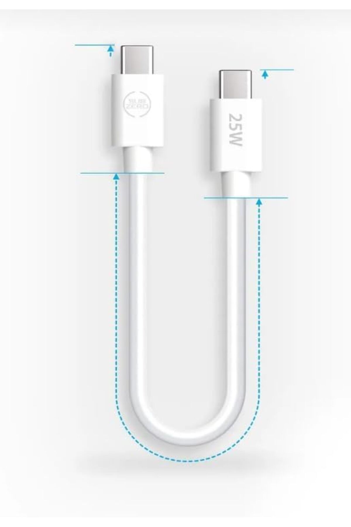 STOREMAX efshopx ELEKTRONİK Kısa 25 cm 20W Hızlı Type c Şarj Kablosu Çift Taraflı Type-c to Type-c Pd